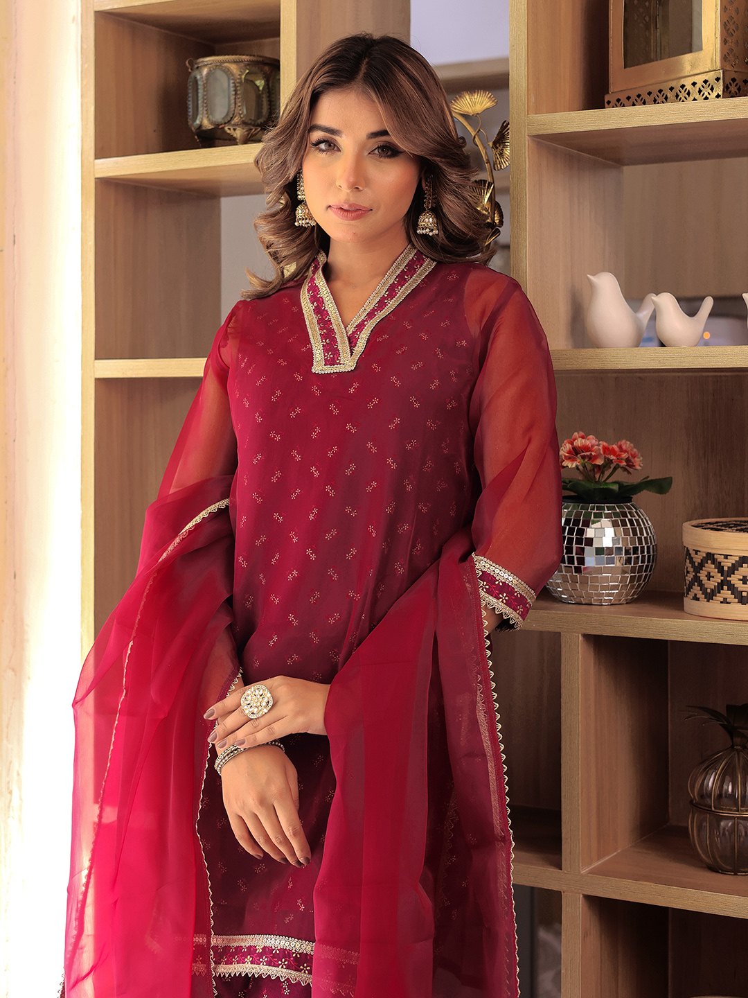Beautiful Purple Color organza Kurta With Palazzos & Dupatta