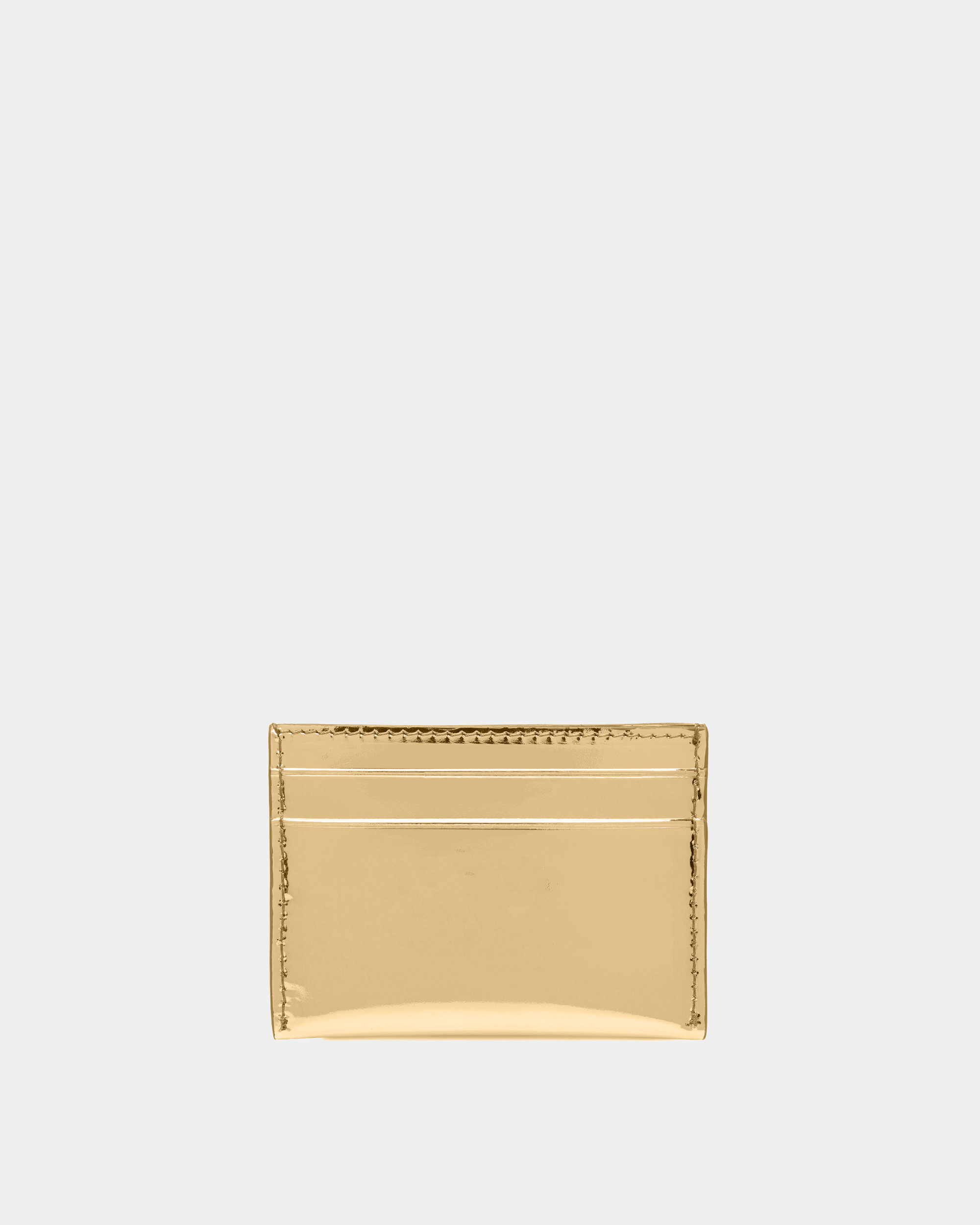 Emblem Business Card Holder In Gold Leather
