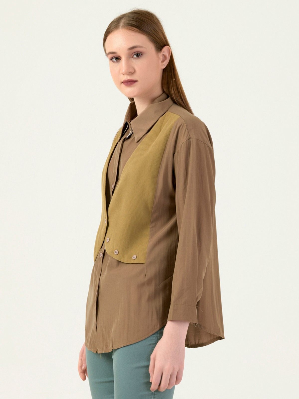 Albion Women Smart Premium Brown Casual Shirt