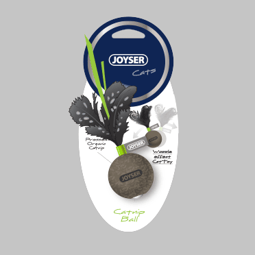 Joyser Catnip Ball with Feather (Brown/Green)