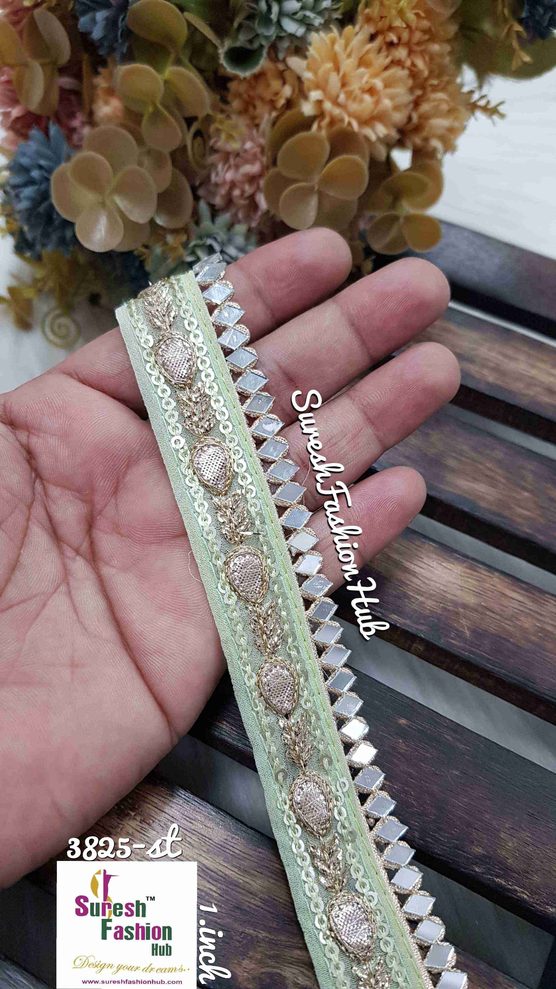 Sea green Sequin Radiance Gota Mirage Lace