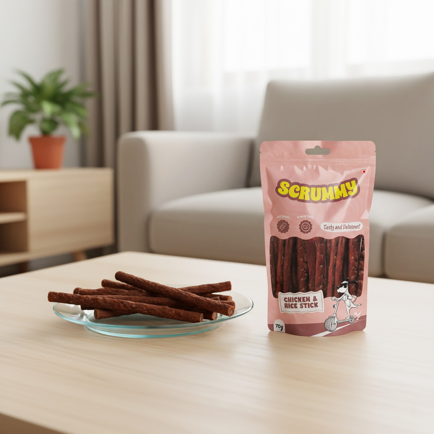 Scrummy Chicken & Rice Stick Cuts Dog Treats 70g