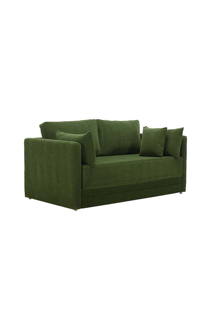 neudot Max Fabric Pull-Out Sofa Cum Bed for Living Room | 2 Seater Sofa Bed for Drawing Room & Bedroom | Diwan | Emerald Green Color