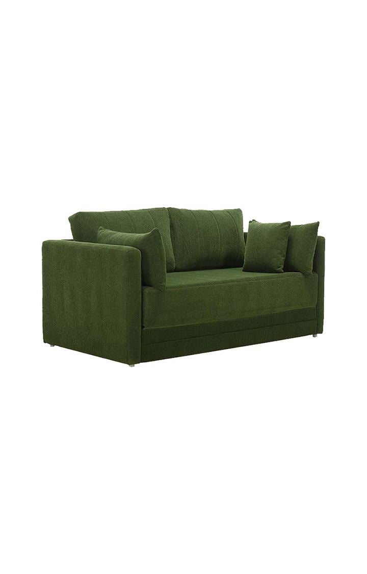 neudot Max Fabric Pull-Out Sofa Cum Bed for Living Room | 2 Seater Sofa Bed for Drawing Room & Bedroom | Diwan | Emerald Green Color