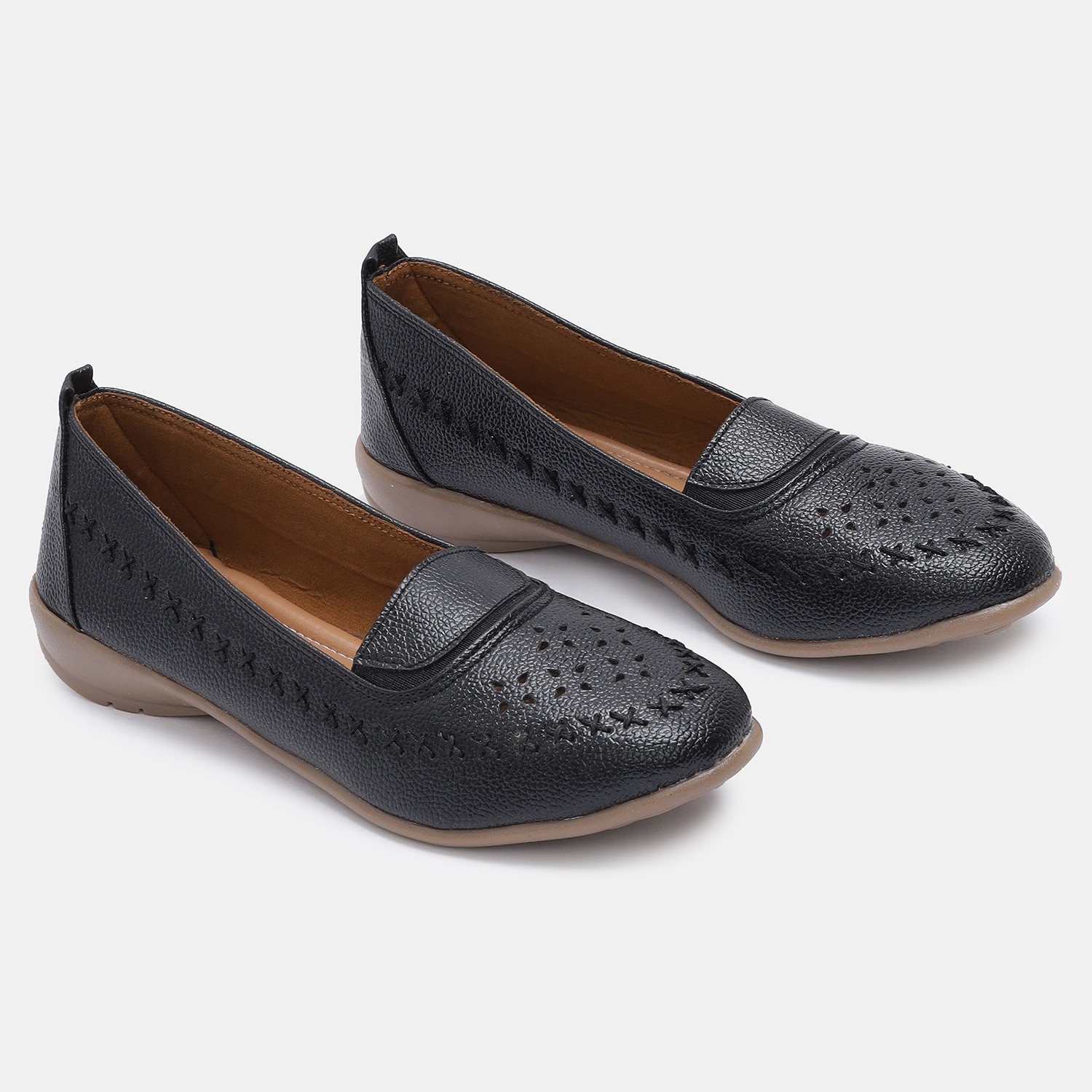 Stylish Black Cut-Out Ballet Flats for Women India