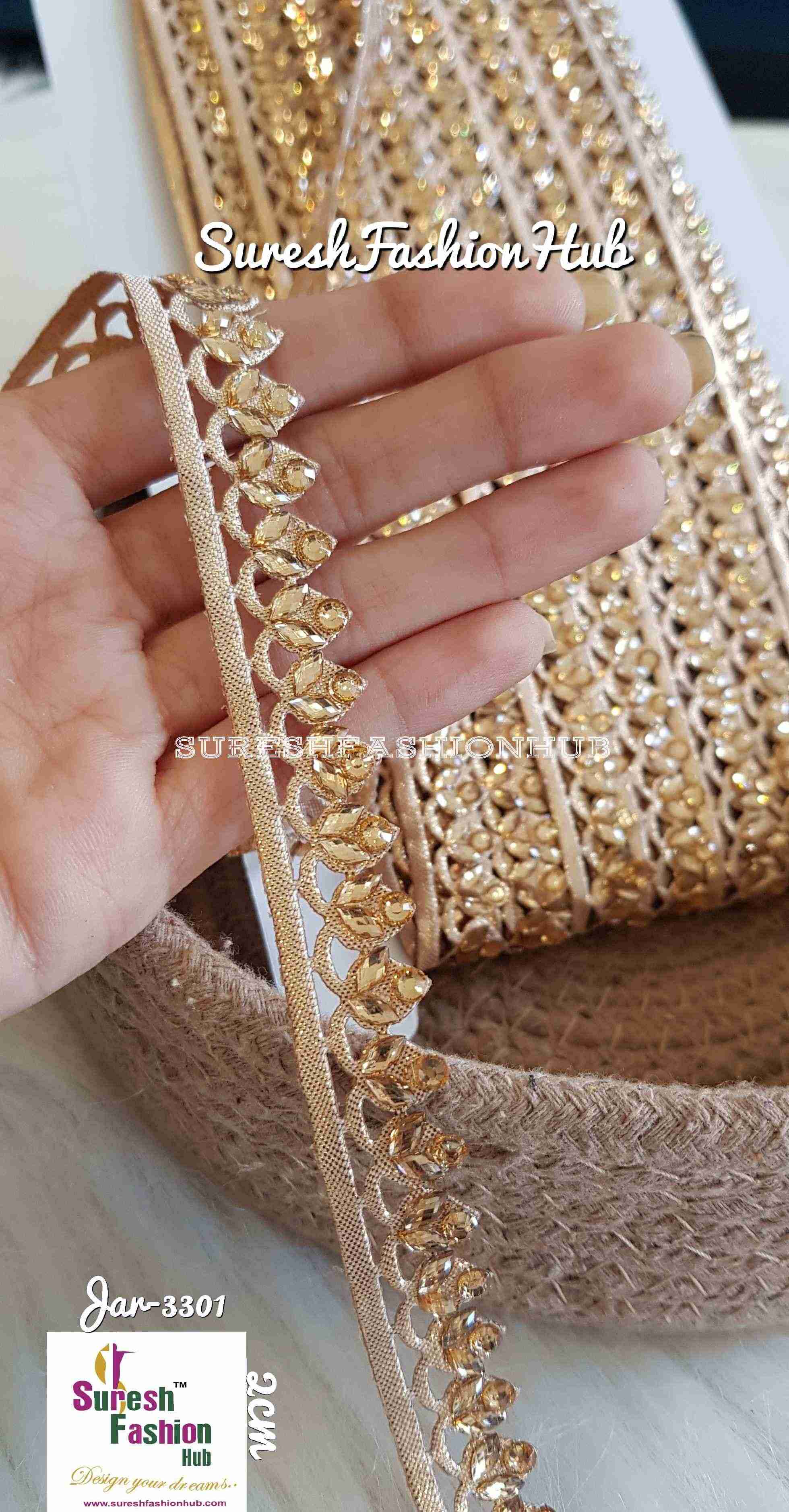 Golden Beads Embellished Fine Trim