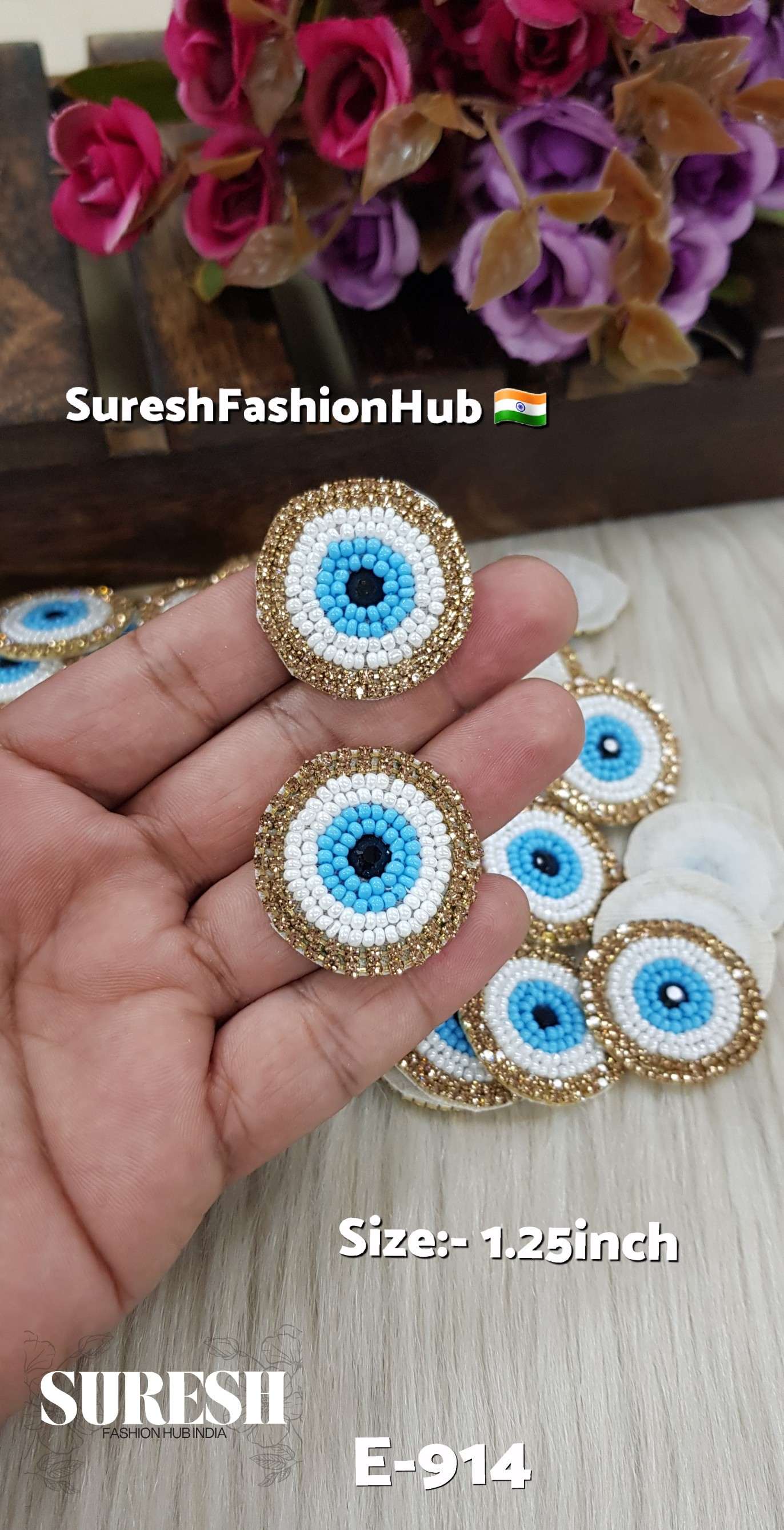 Handmade Beaded Evil Eye Patch – Design No. E-914