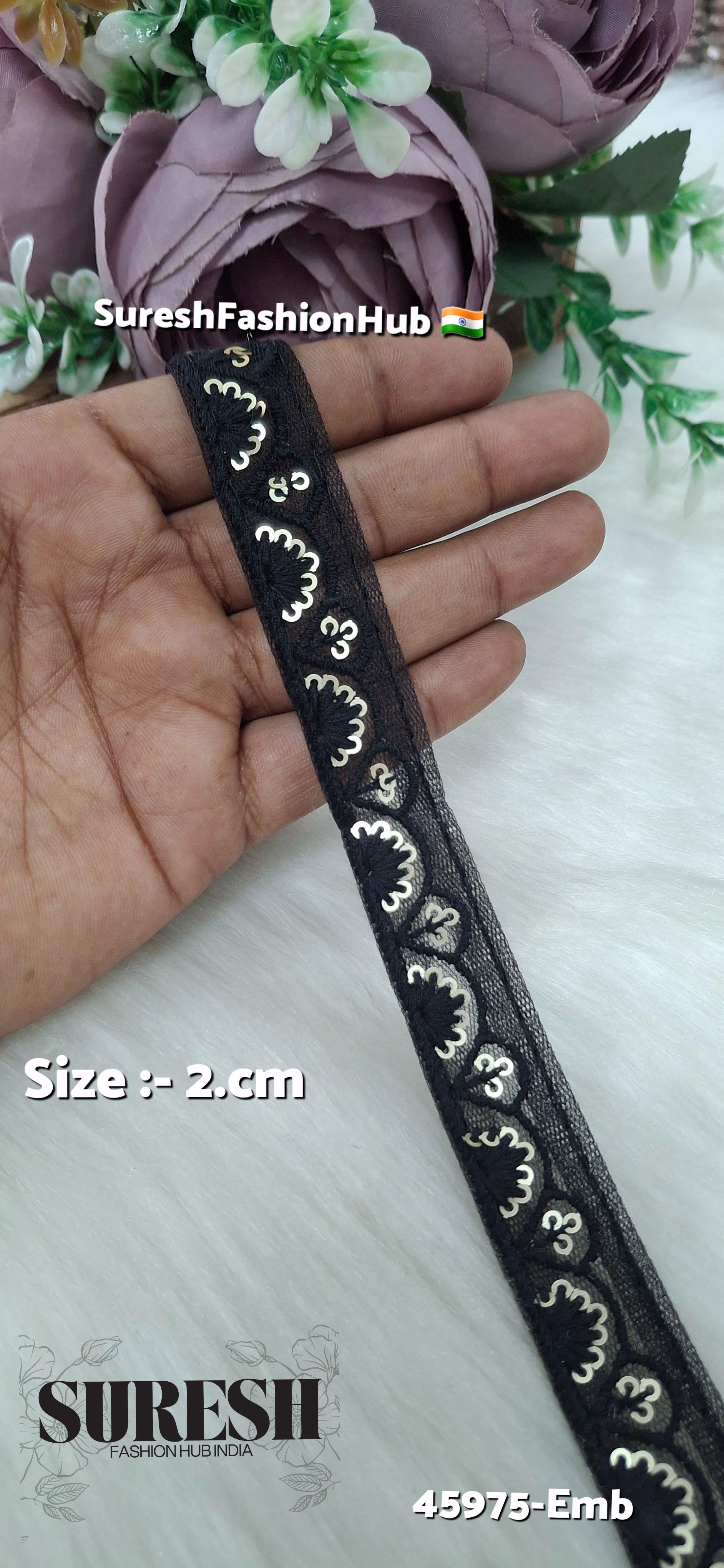 Black Tone-on-Tone Net Embroidery Lace