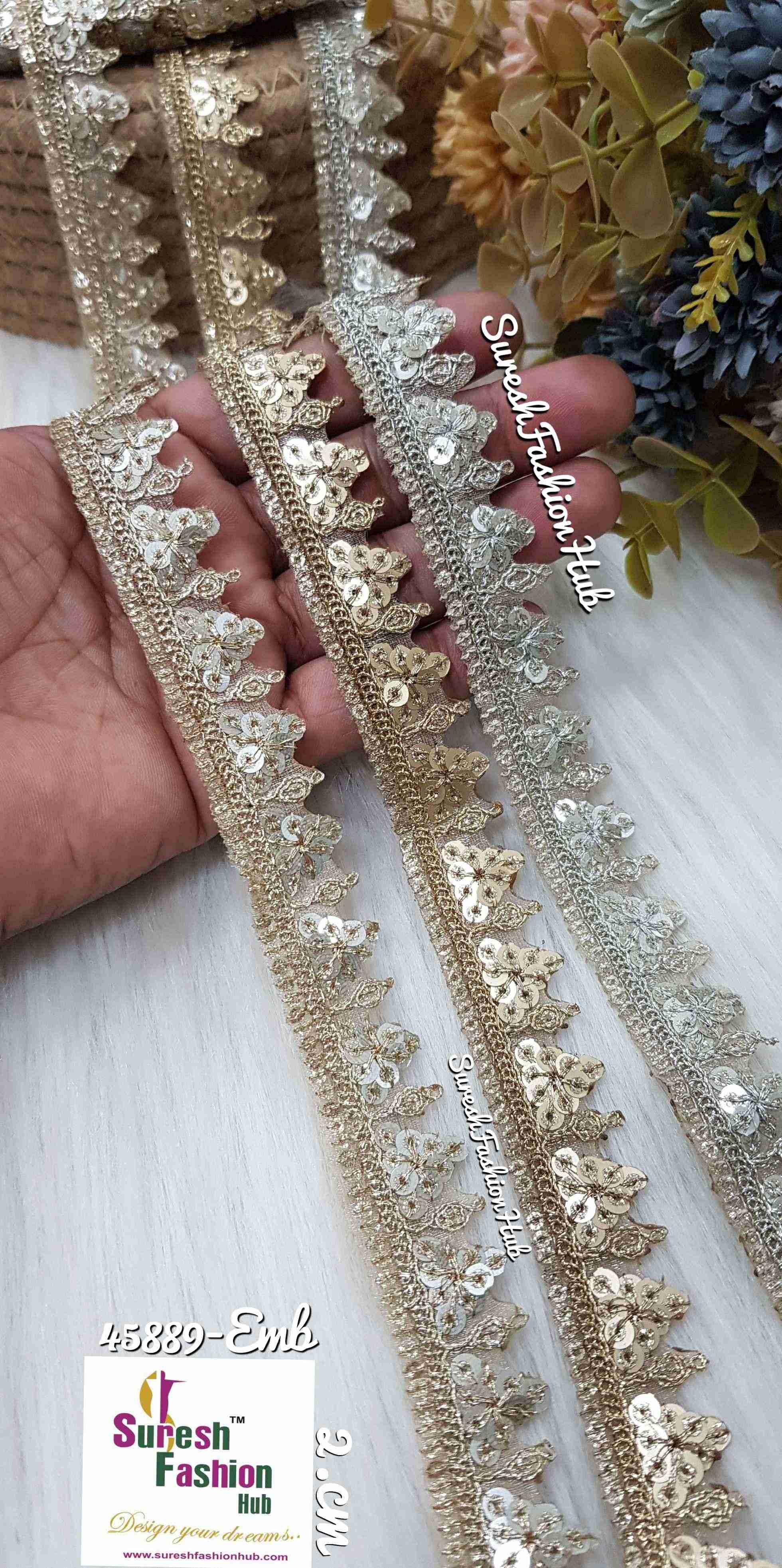 Water Golden Glitz Sequins Designer Trim