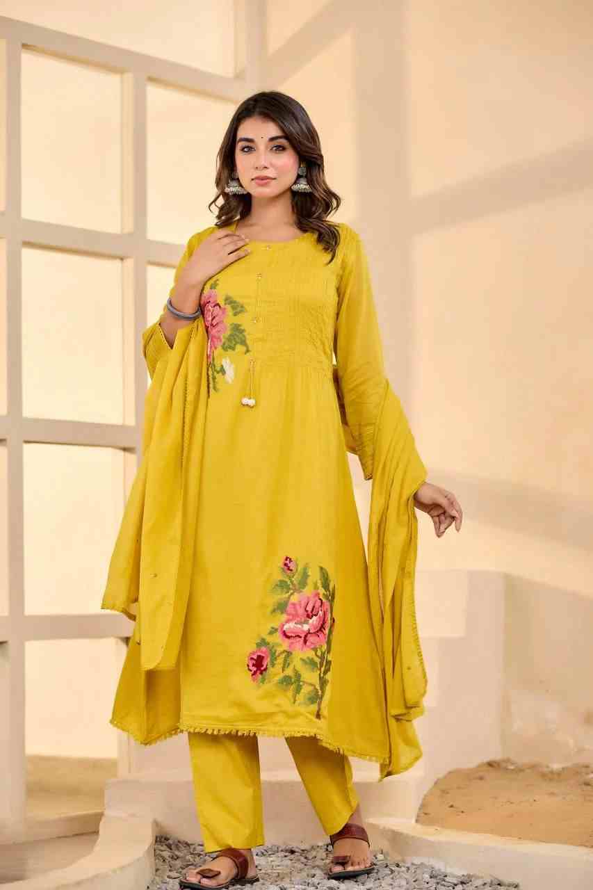Yellow Flower Kurta Pant