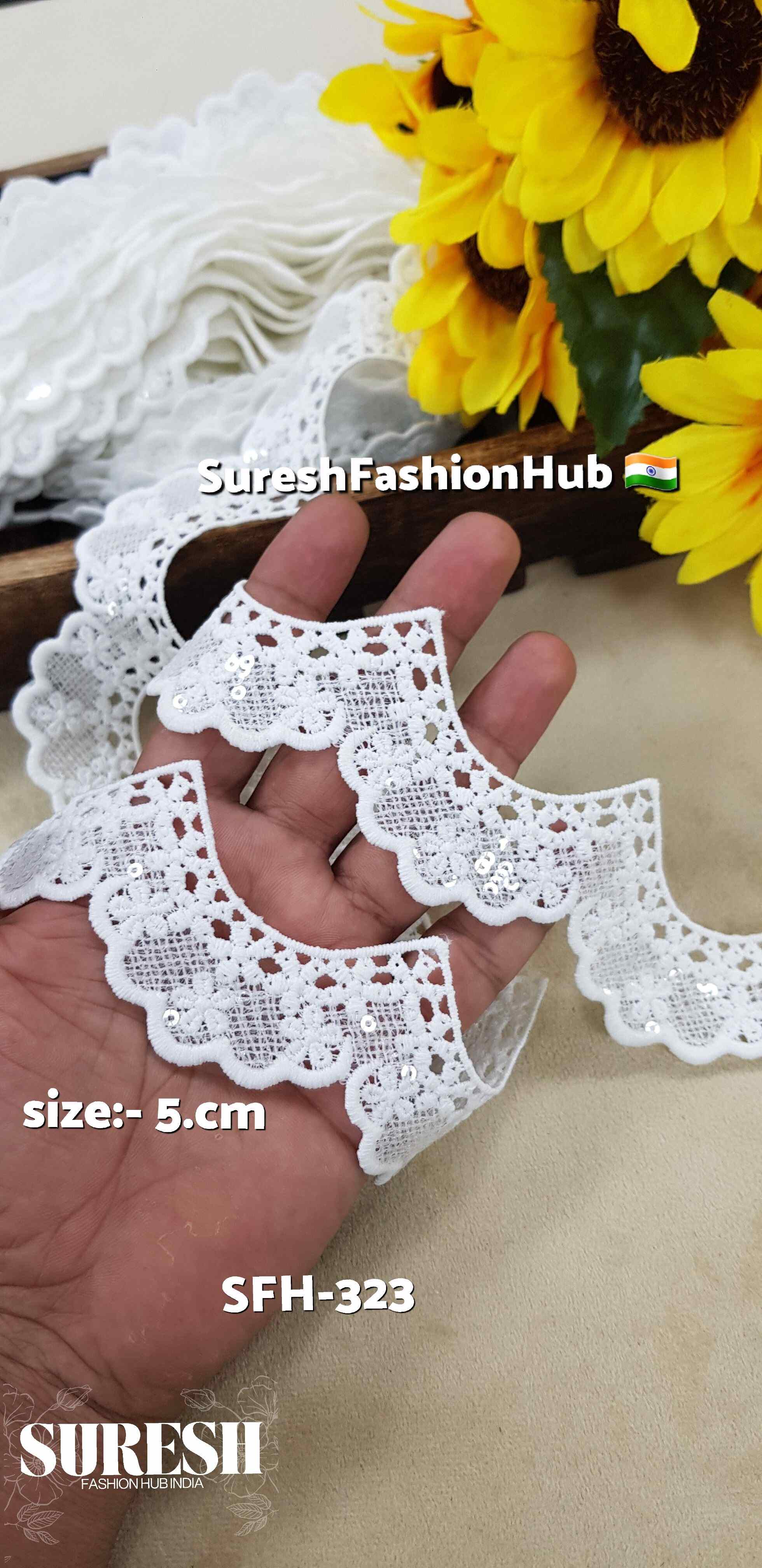 White Two-Sided GPO Lace with Transparent Sequins