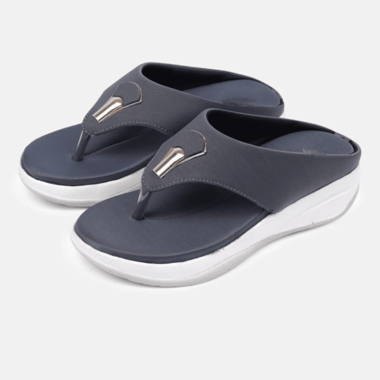 Chic Gray Wedge Flip-Flops for Women | Comfortable Slip-On Sandals - Sawadimart