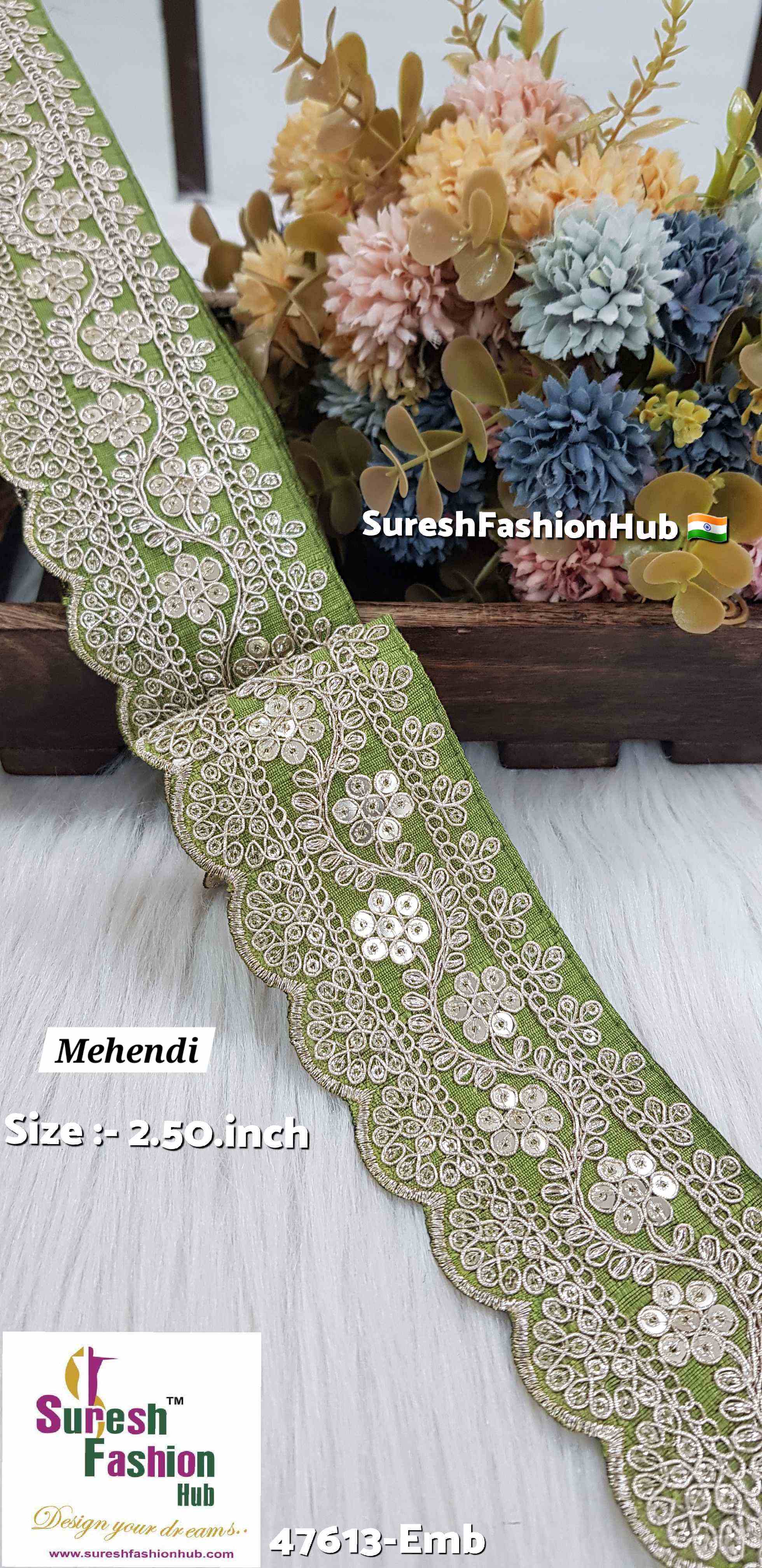 Floral Mehendi Fabric Based Embroidery