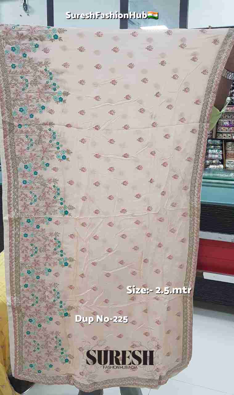 Peach Floral Zari & Threadwork Georgette Dupatta-225
