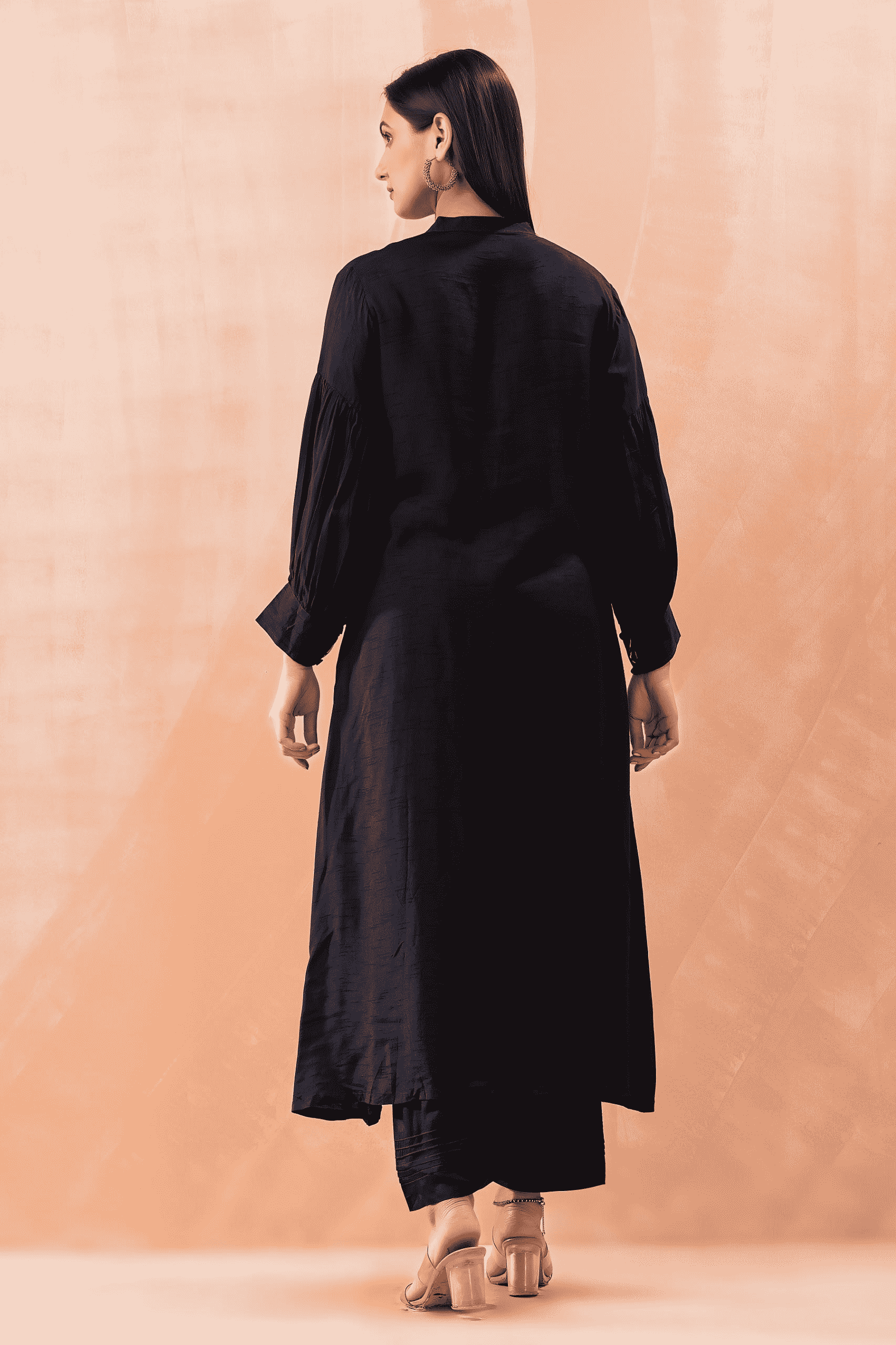 Midnight Blue Hand-Painted Silk Kurta Set