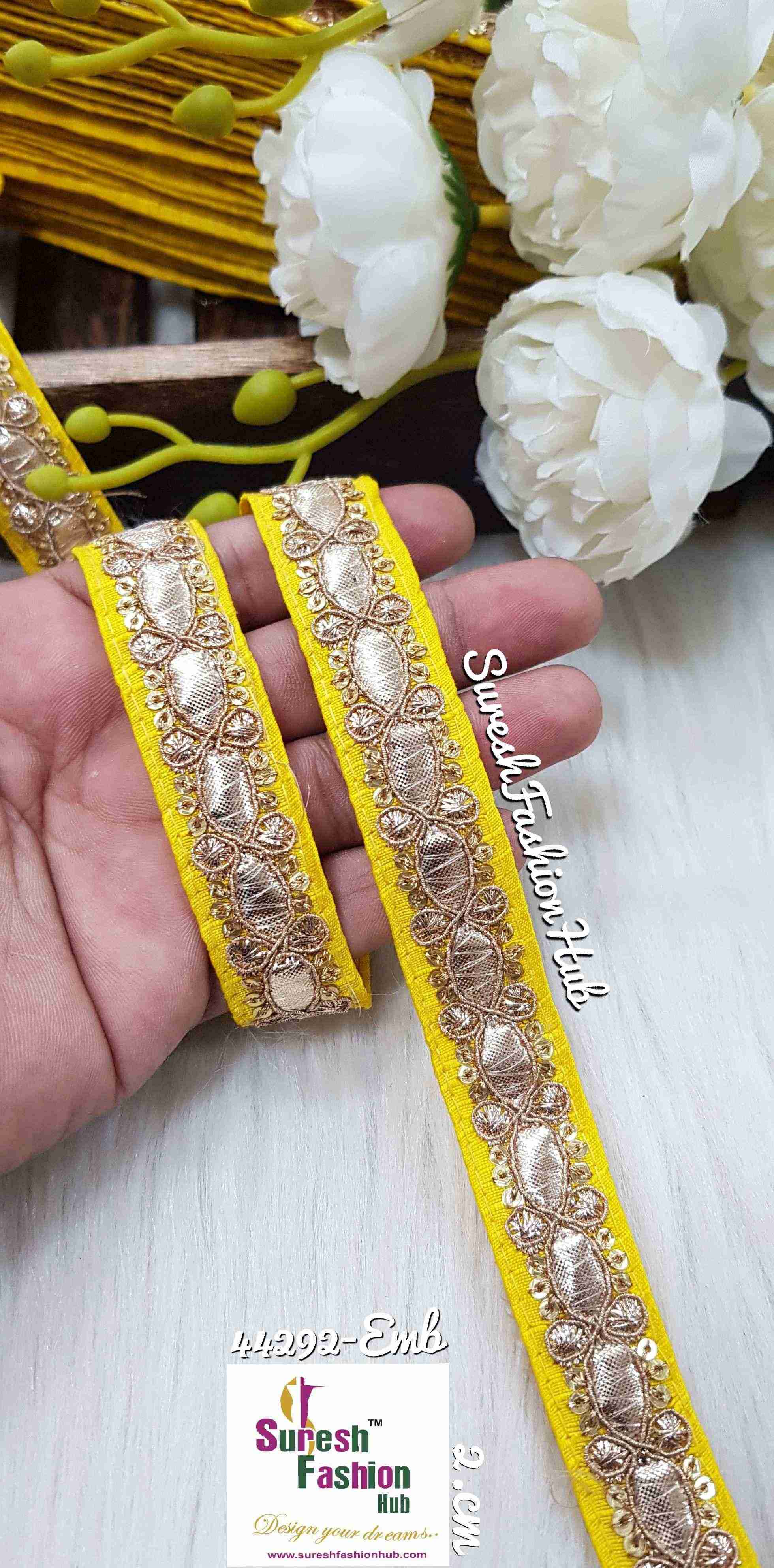 Gota Gold zari  Fusion  Yellow Fabric Embellishments