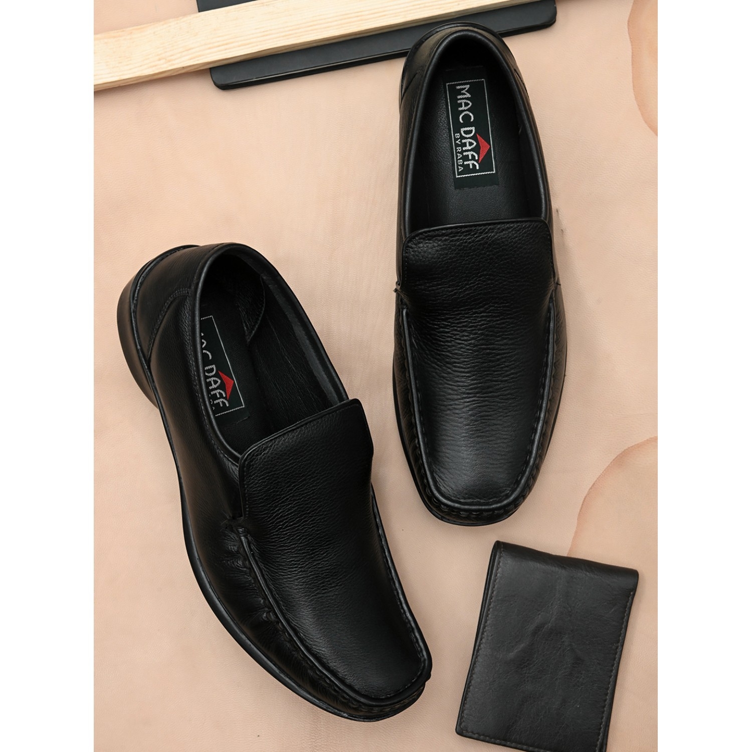 MAC DAFF | MAC DAFF Black Genuine Leather Slip On Loafers For Men 1