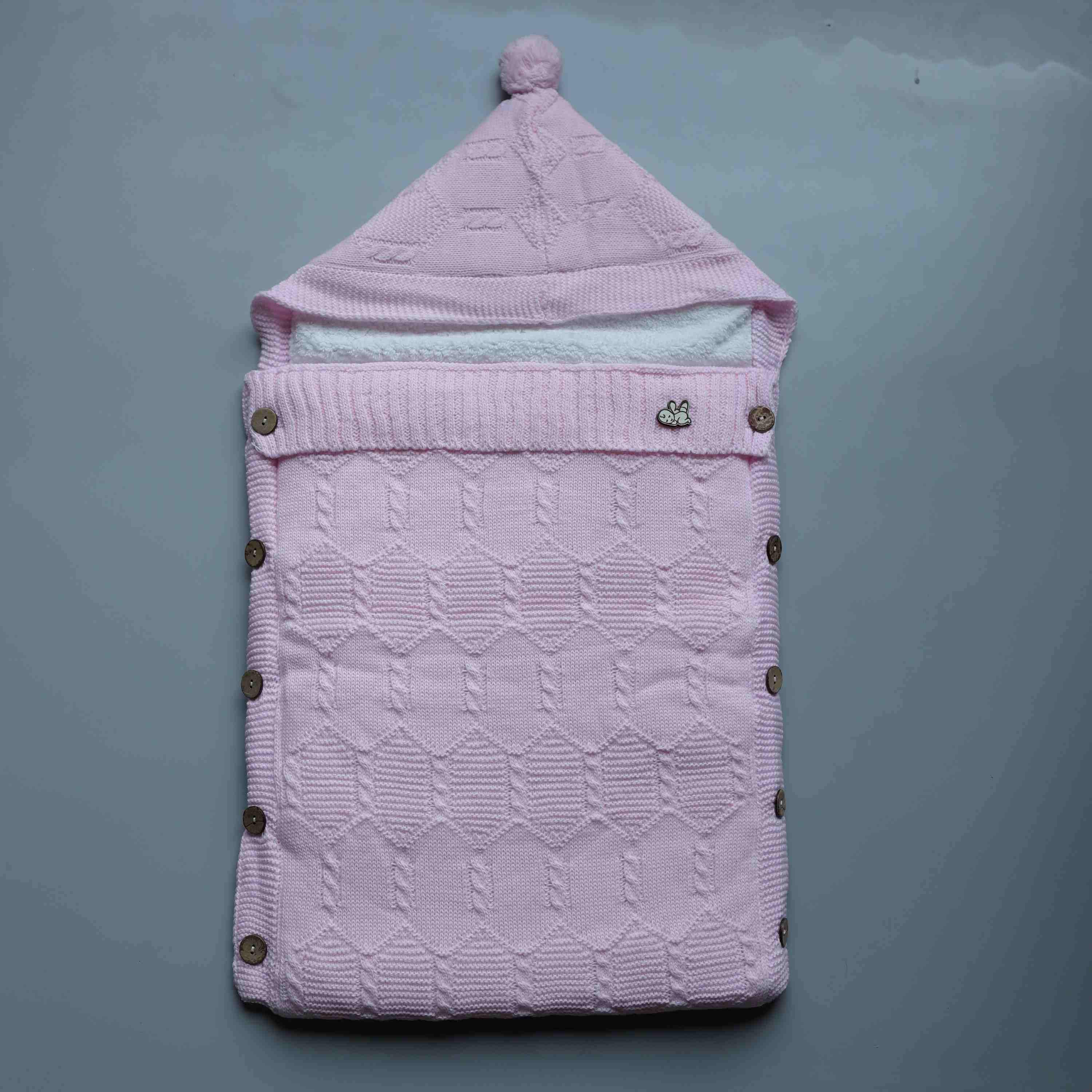 Blush Cocoon Fur Lined Baby Swaddle