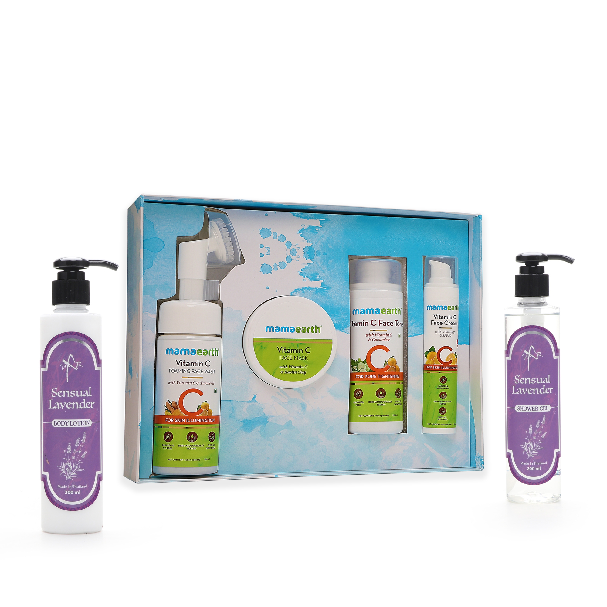 Mamaearth | Mamaearth Vitamin C Glow Kit with UXR Sensual Lavender Body Wash 200ml & UXR Sensual Lavender Shower Gel 200ml 0