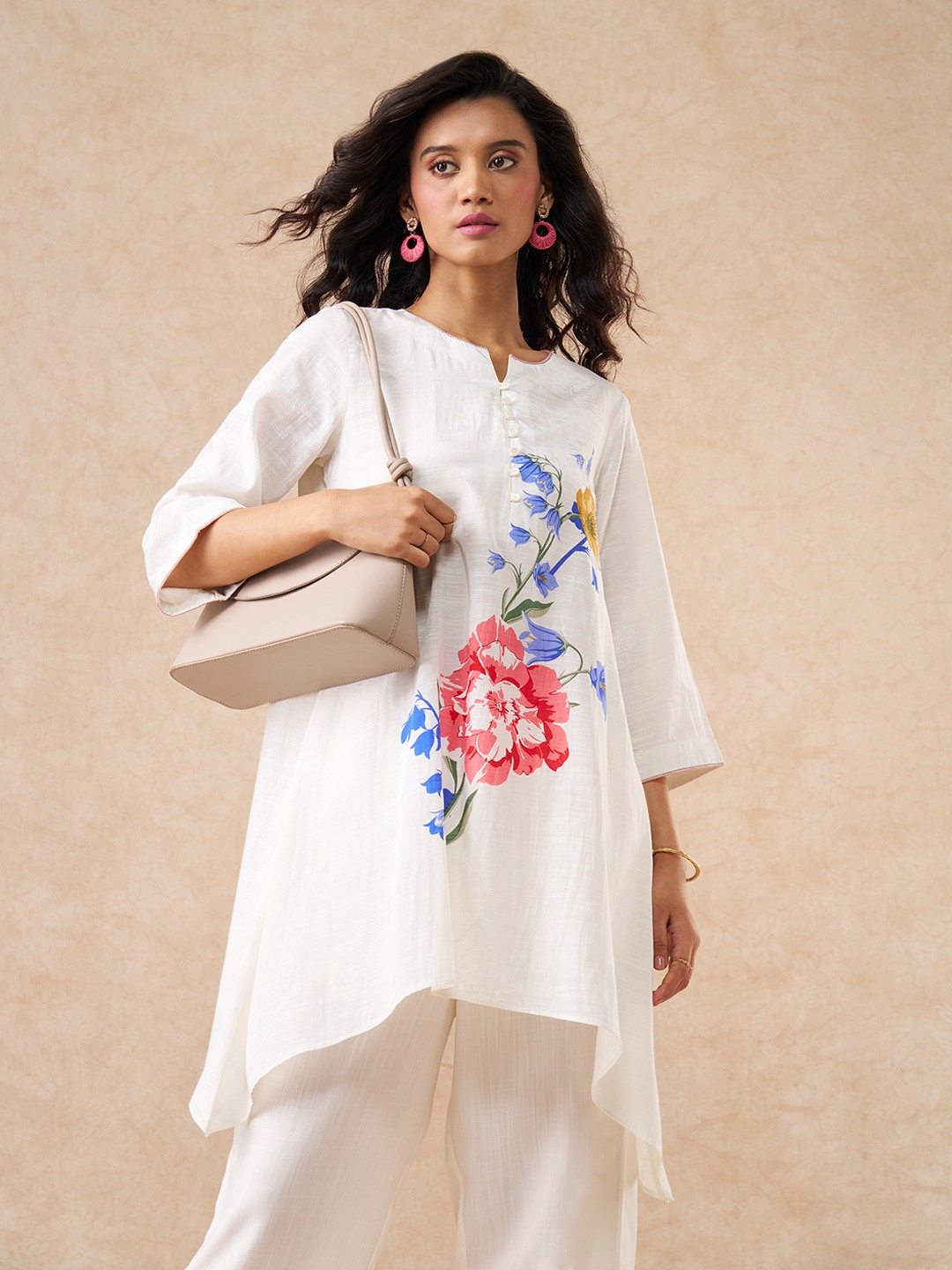 Off-White Floral Print Relaxed Tunic