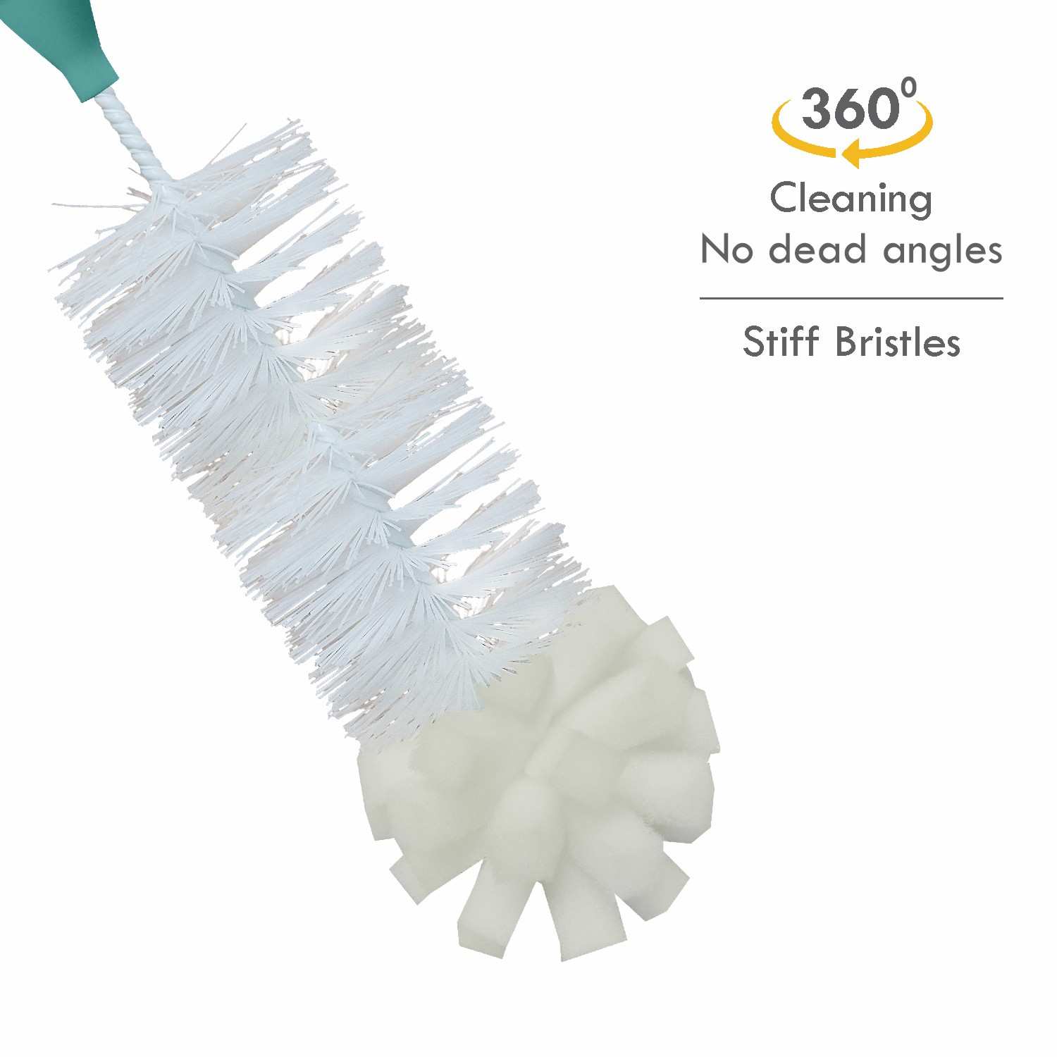 Market99  Bottle Cleaning Brush, Comfortable Grips Bottle Brush Water Bottle Brushes with Foam end and Bamboo Handle