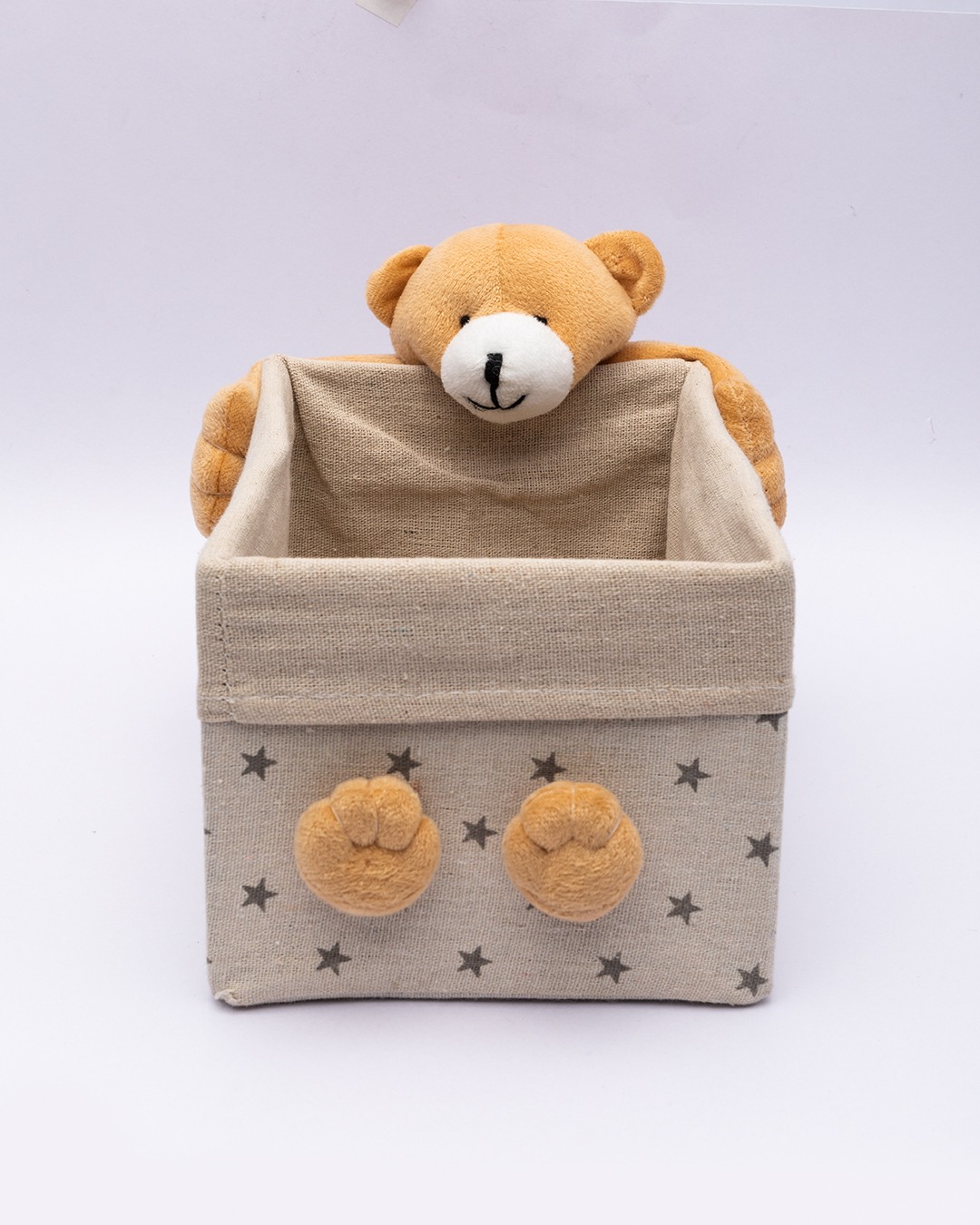 Fabric Toy Basket for Home Storage Teddy Bear Brown Paper Fabric Set of 2 Market 99