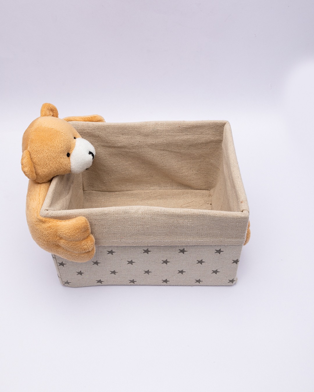 Fabric Toy Basket for Home Storage Teddy Bear Brown Paper Fabric Set of 2 Market 99