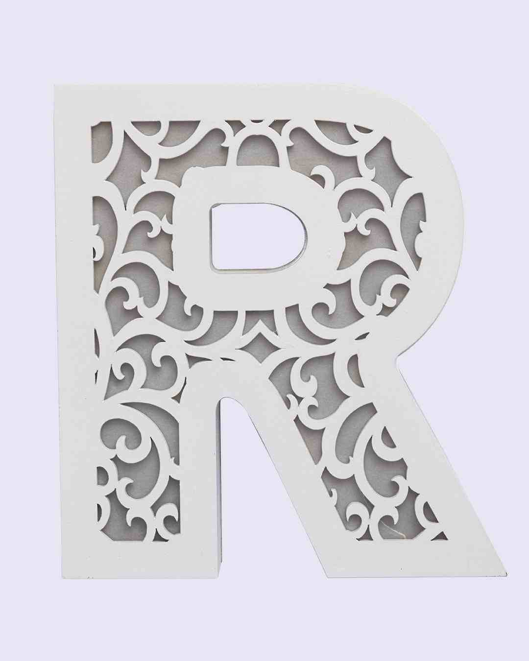 Alphabet Light, R Shape Design, White, MDF