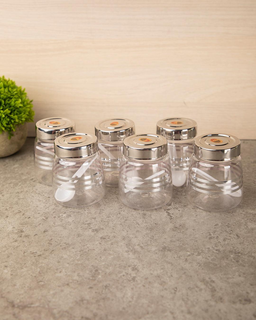 Market 99 | Jars, Transparent & Silver, Plastic, Set of 6, 200 mL 0