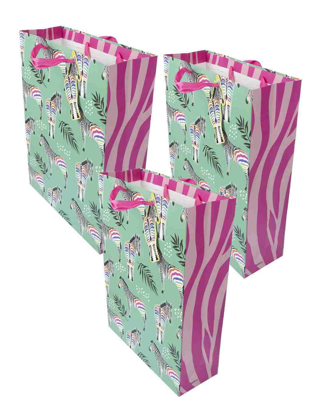 Market 99 Designer"Zebra Print" Large Gift Bag | Multipurpose Stylish Paper Bag | Carry Bag | Gifting Bag | Paper Bag For Any Occasion - Pack Of 3, MULTICOLOR, (18 X 10 X 23 Cm)