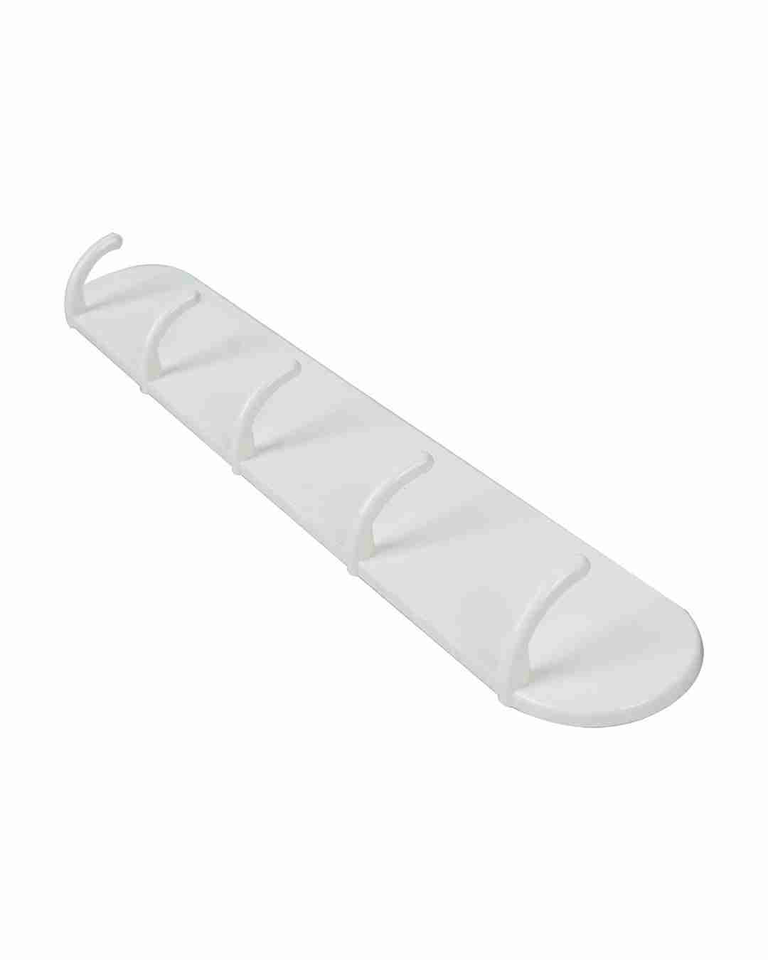 Market 99 Wall Sticky Hooks Heavy Duty Plastic with 5 Pegs Wall Hook Plastic Hook for Hanging Clothes Bag Keys Home Decor Wall Mounted Type Kitchen Hooks Cloth Organizer - White