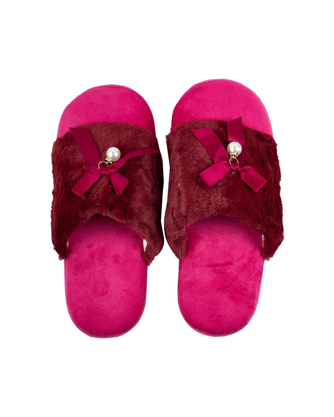Donati Bedroom Fluffy Slippers, Pink, Polyester
