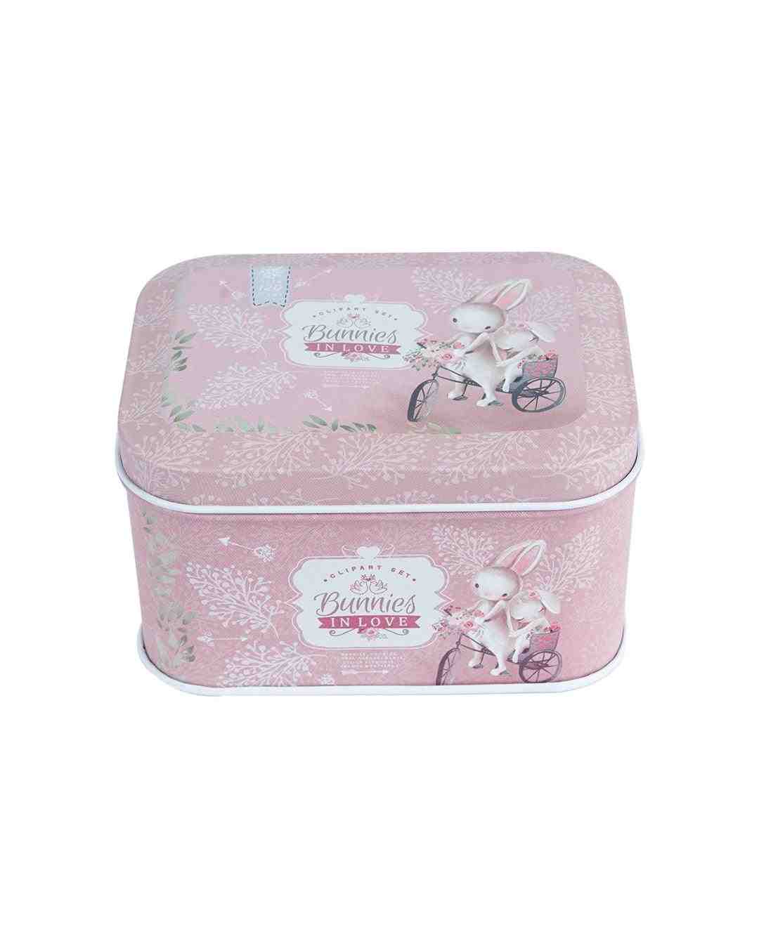 Home Storage Box with Lid, Blush Pink, Tin