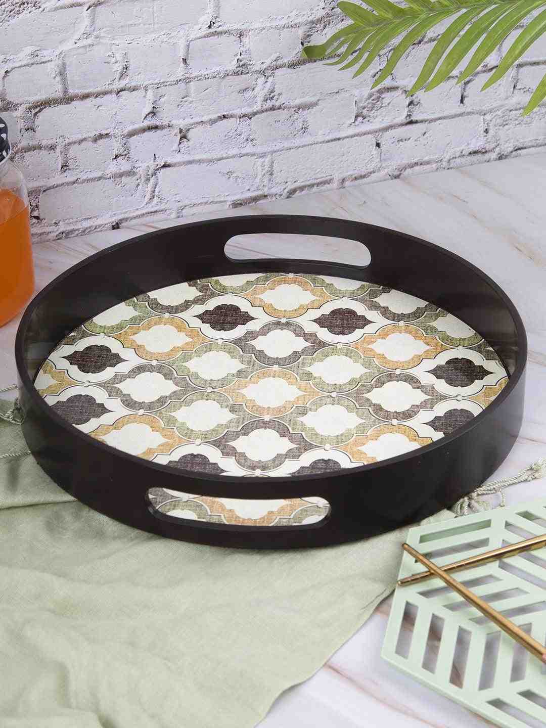 Market 99 Wooden Tray for Serving Dining Table Tray Serve Tea Snacks Home D�cor & Kitchen Use Dining Tray MDF Brown