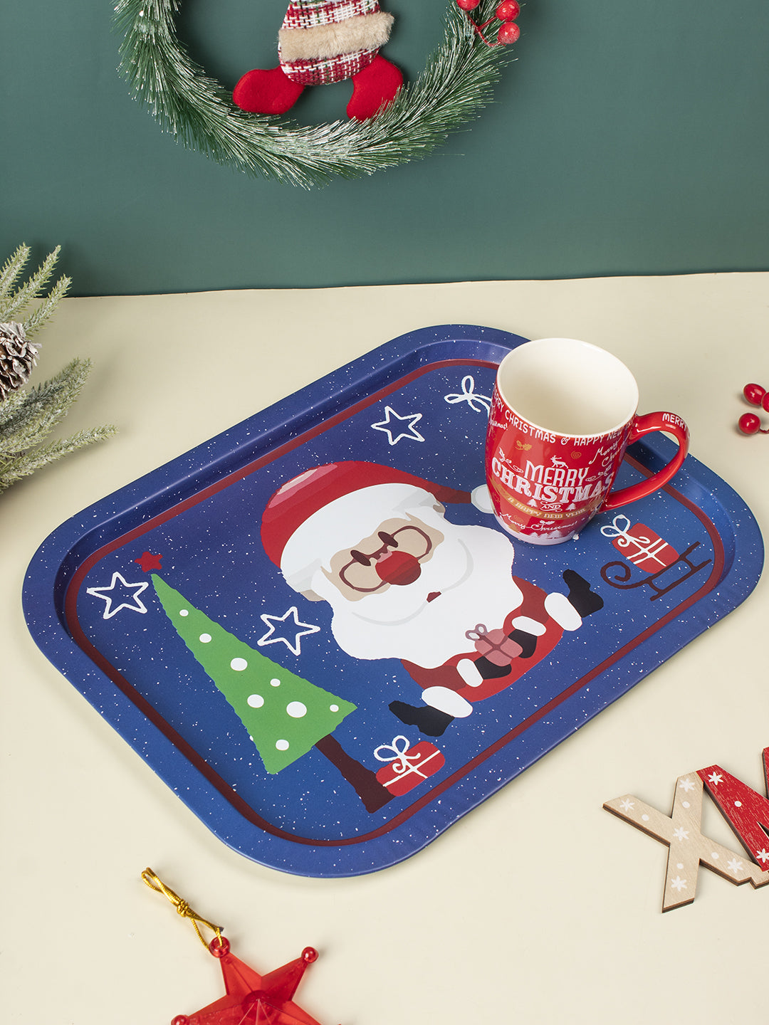 SERVING CHRISTMAS METAL TRAY