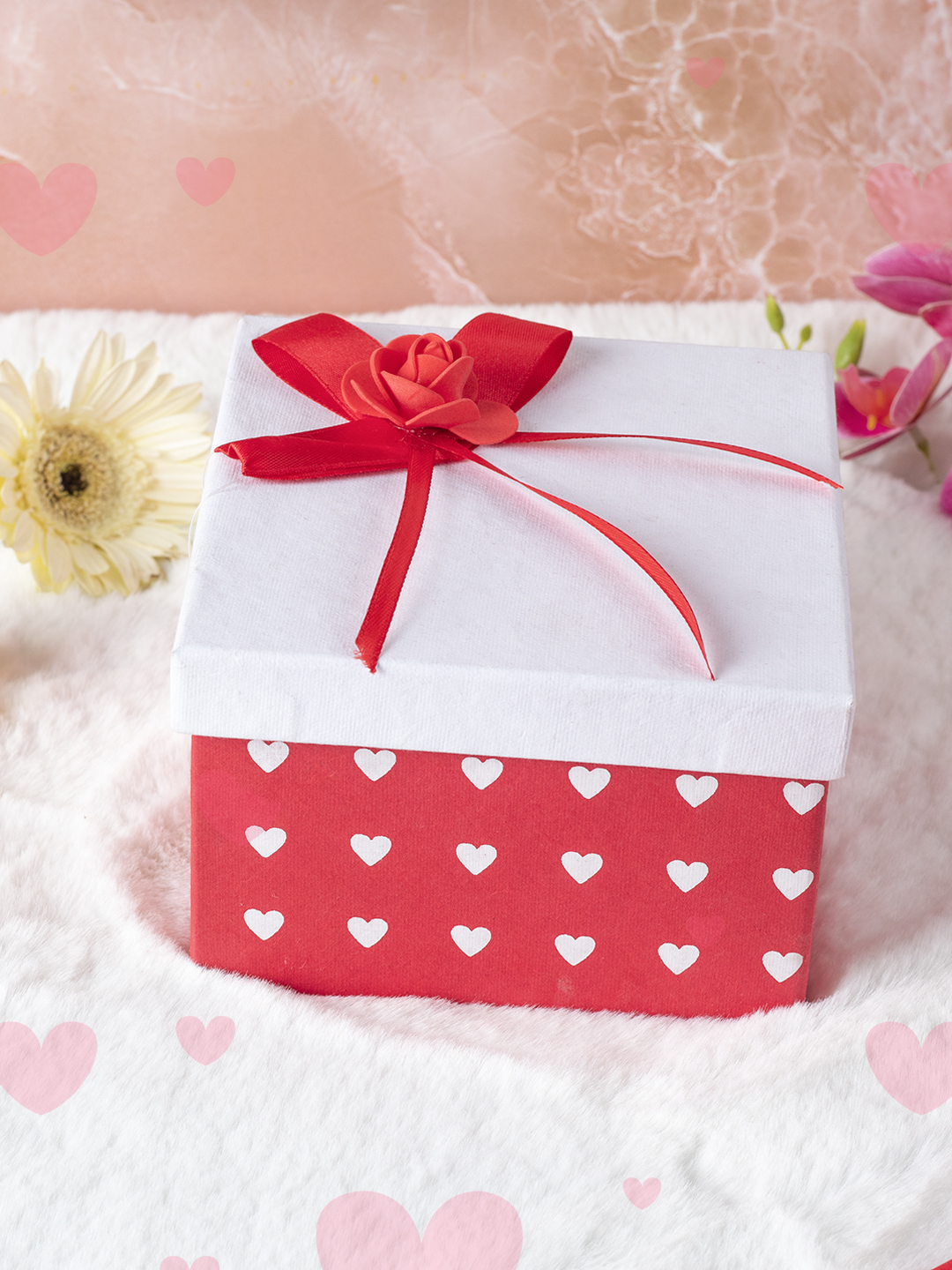 Valentine Empty Gift Box with Ribbon - 15x15x10 cm