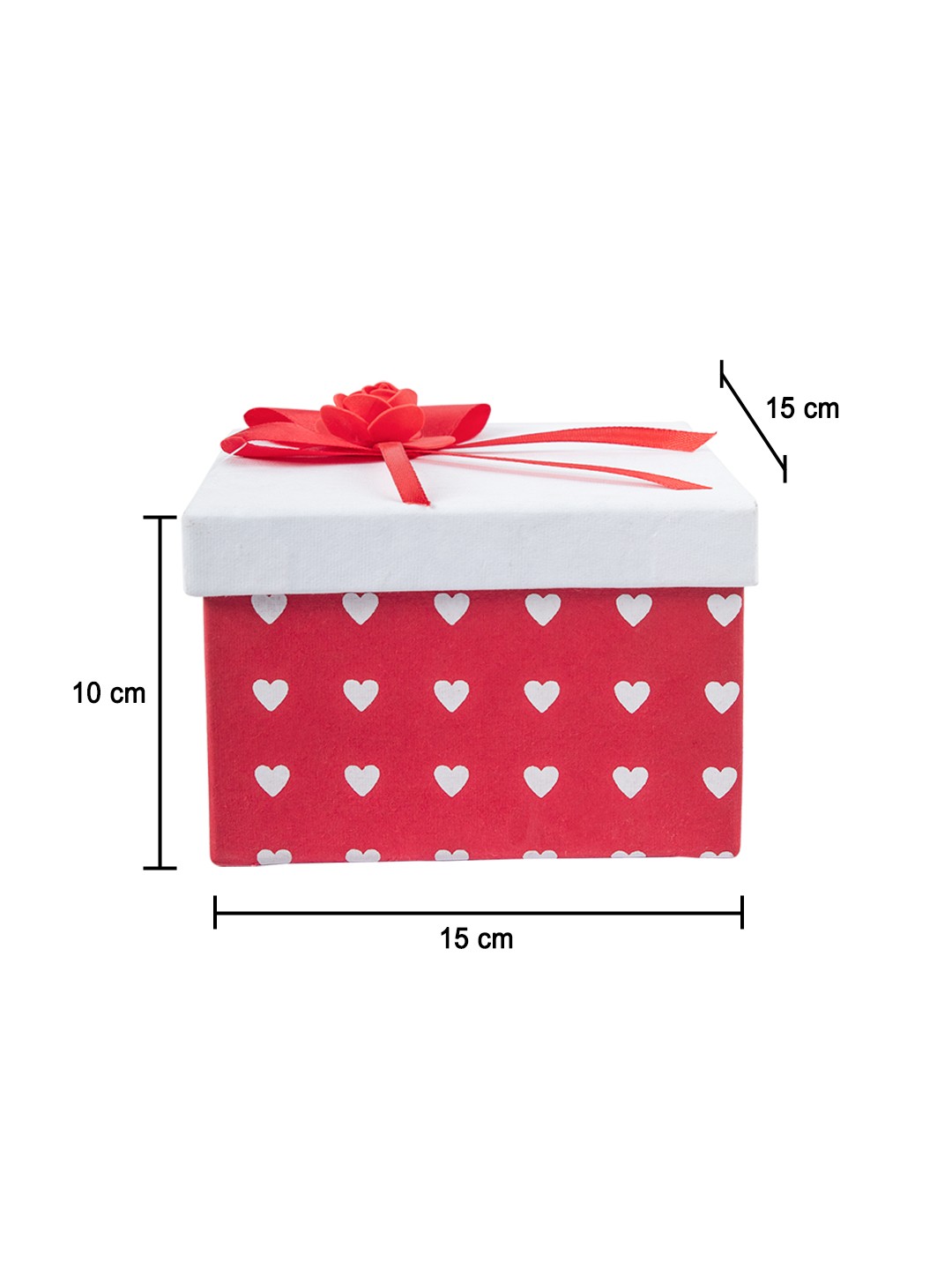 Valentine Empty Gift Box with Ribbon - 15x15x10 cm