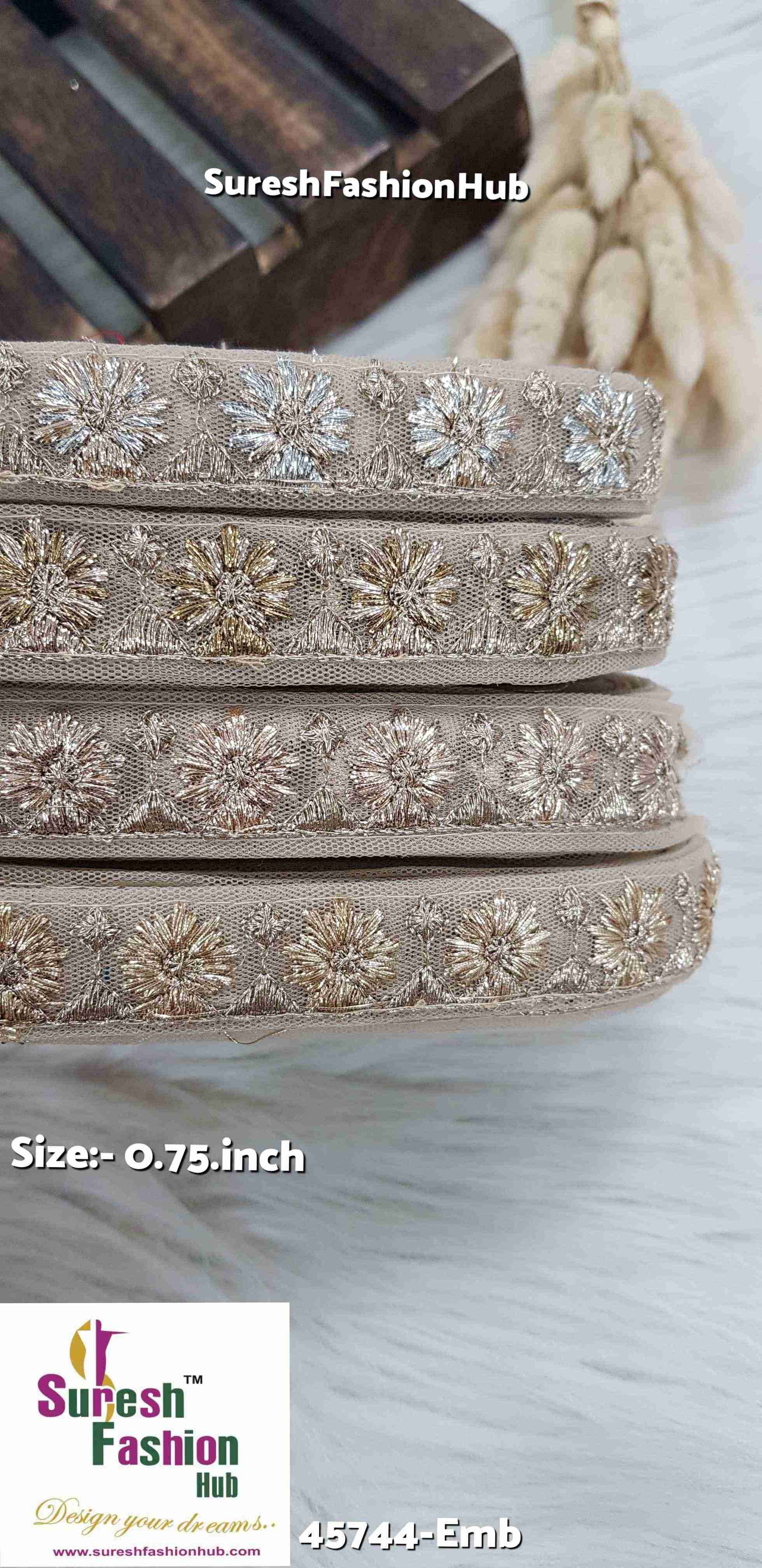 Deluxe Matte + Pearl Mix Badla Embroidered Lace Roll