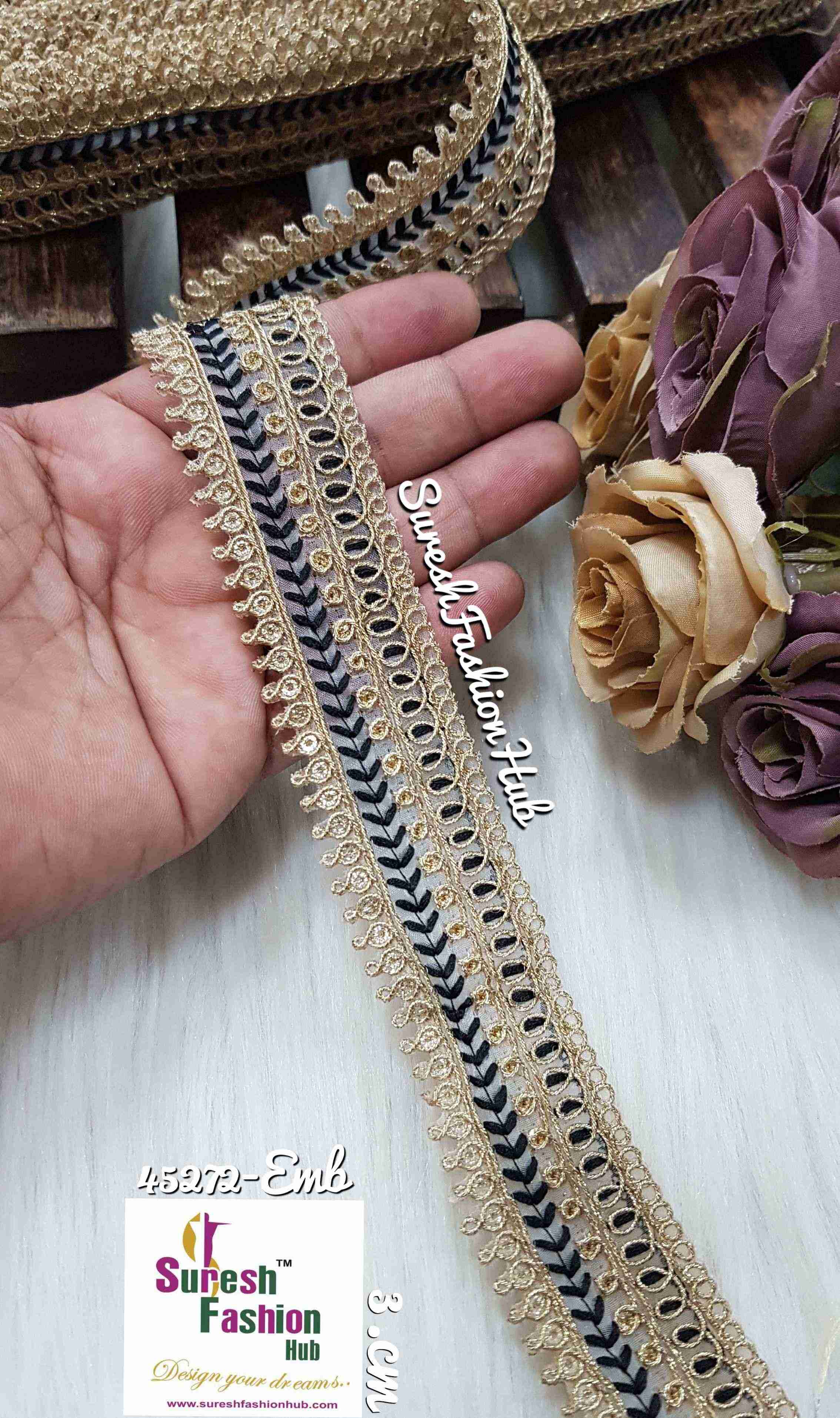 Black Gilded Grace Zari Ribbon
