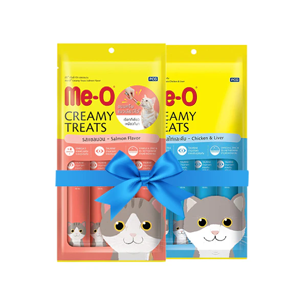 Me O Creamy Salmon and Creamy Chicken and Liver Cat Treat Combo (2 x 60g)