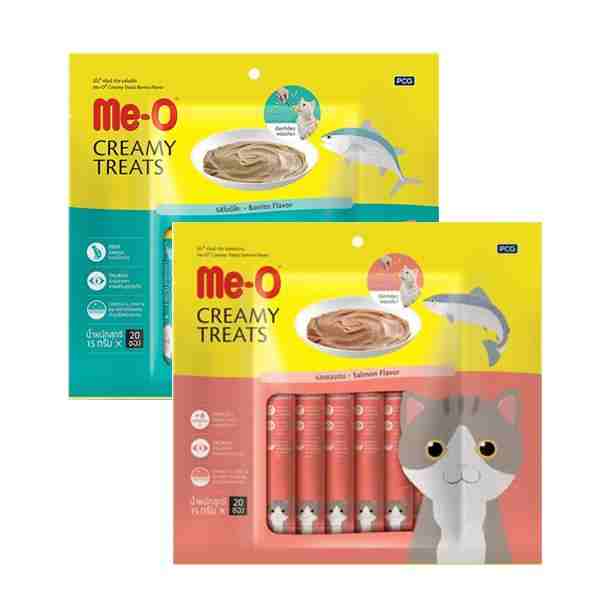 Me O Creamy Salmon and Creamy Tuna Bonito Cat Treat Combo (2 x 300g)