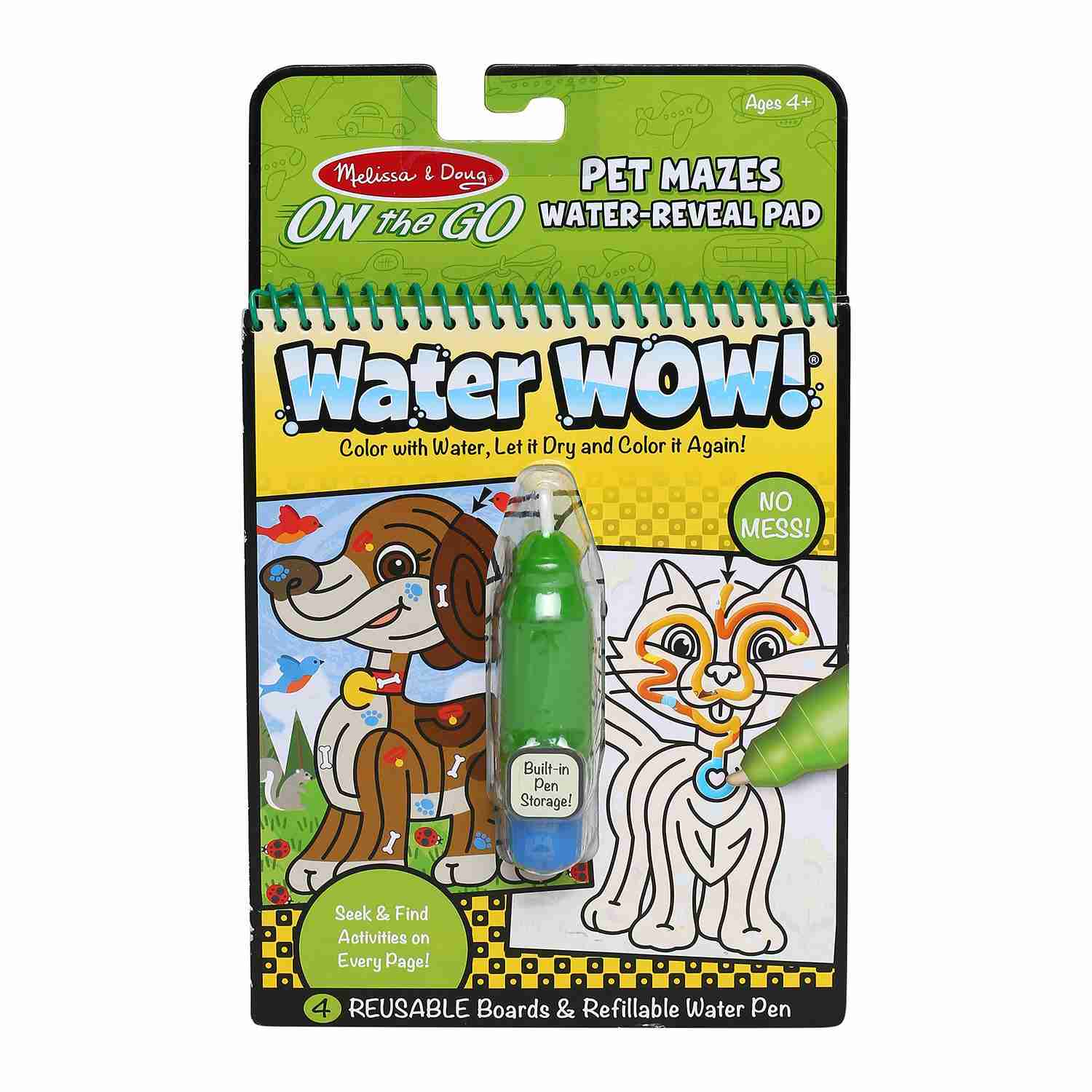 Melissa & Doug on The Go Water Wow! Pet Mazes Activity Pad (Reusable Reveal Coloring Book, Refillable Pen) School Stationery for Kids age 4Y+