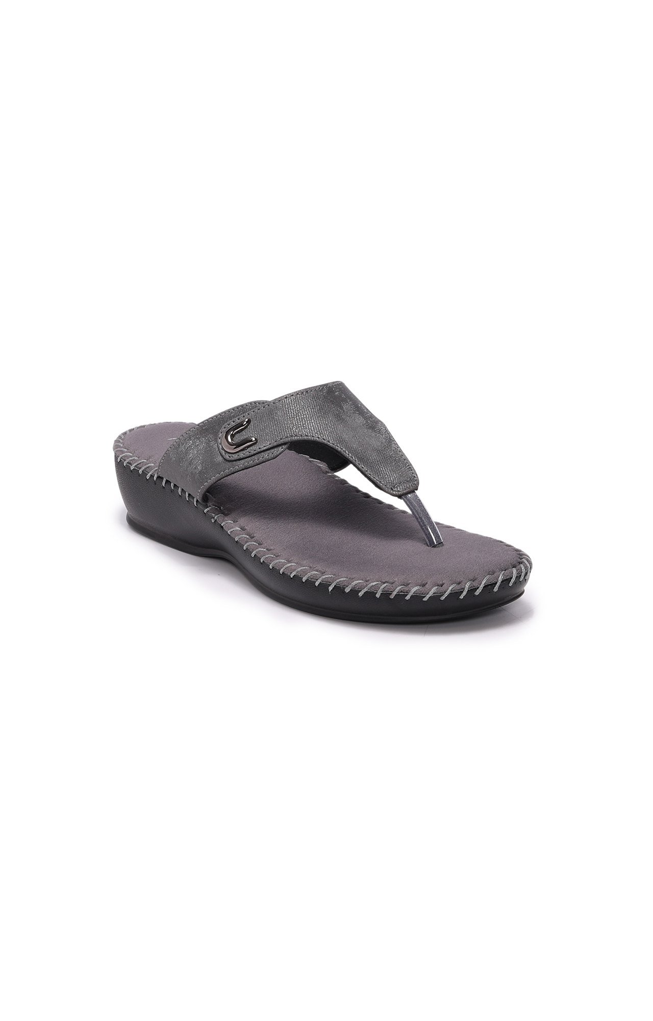 Women Grey Casula Flat Sandals