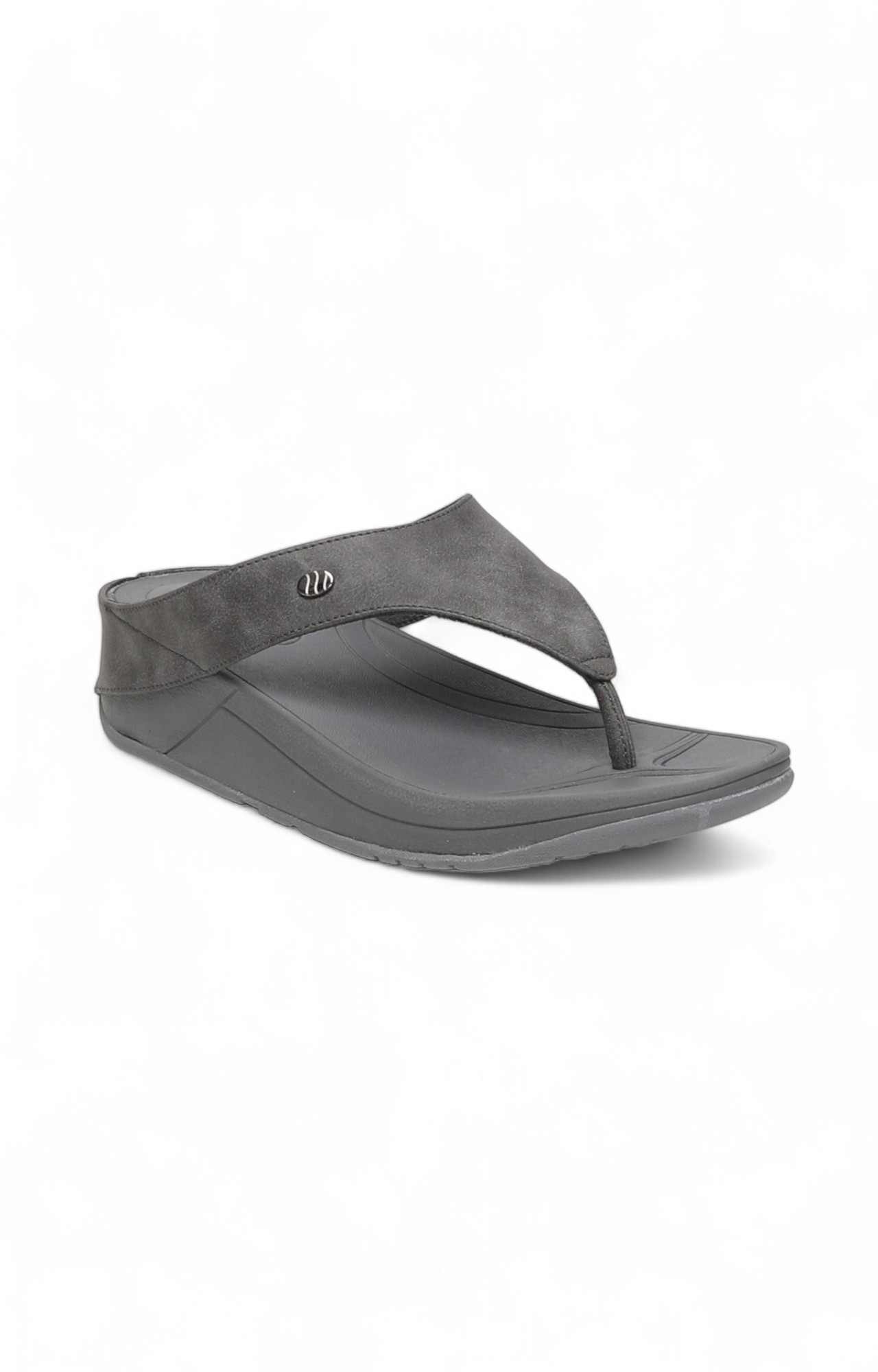 Women Grey Solid T-Strap Flip Flops