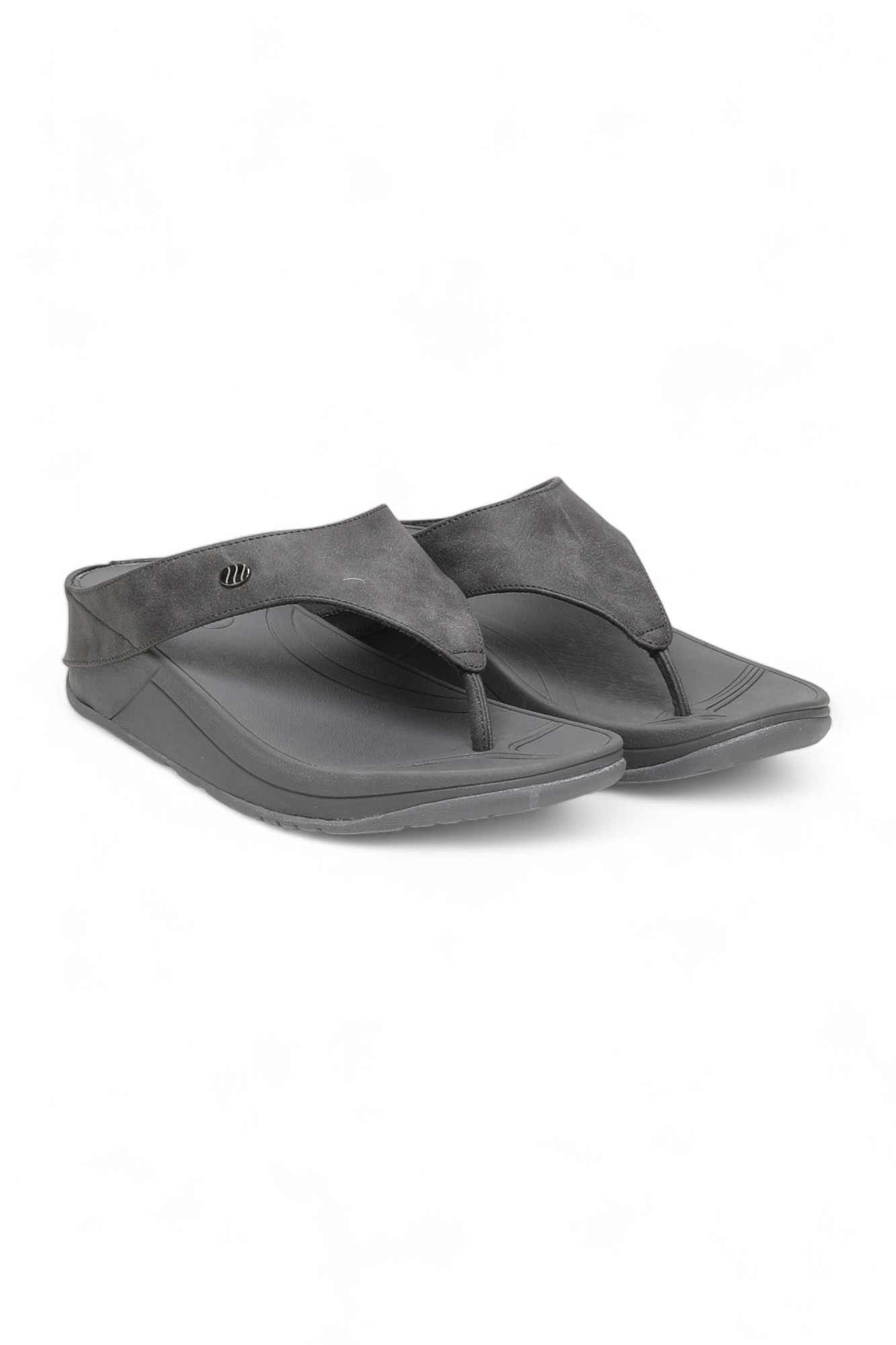 Women Grey Solid T-Strap Flip Flops