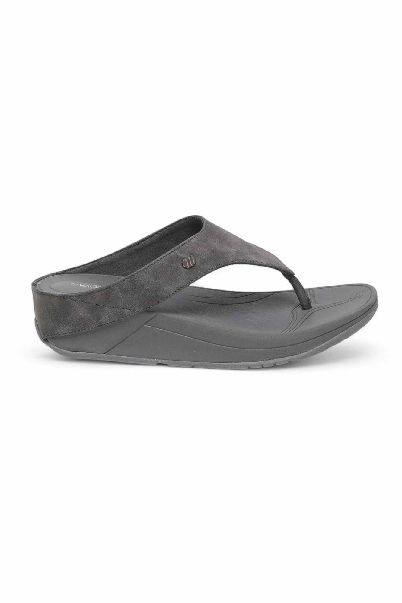 Women Grey Solid T-Strap Flip Flops