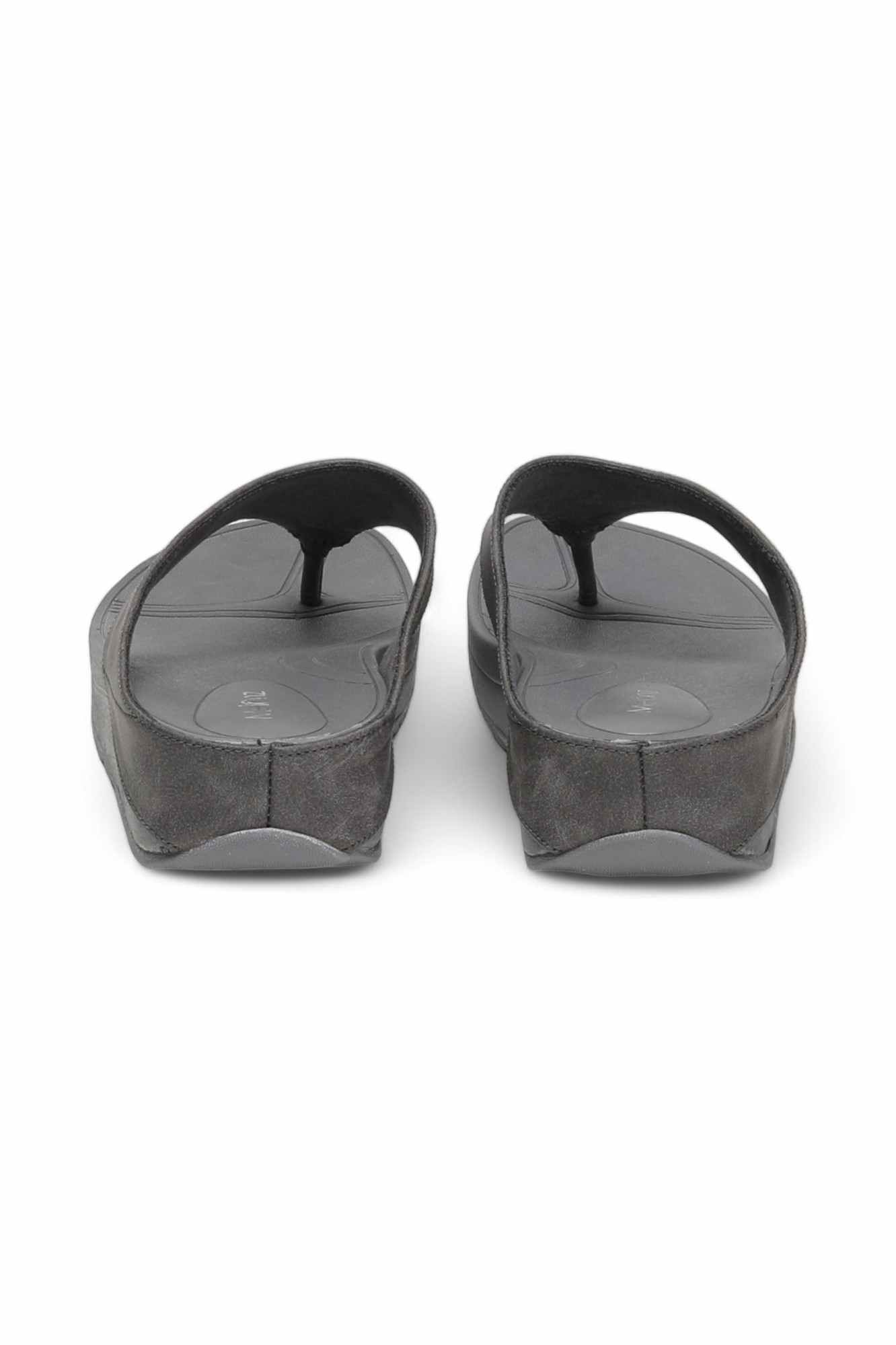 Women Grey Solid T-Strap Flip Flops