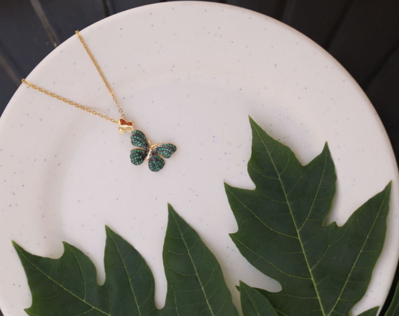 DAGA | green single butterfly necklace undefined