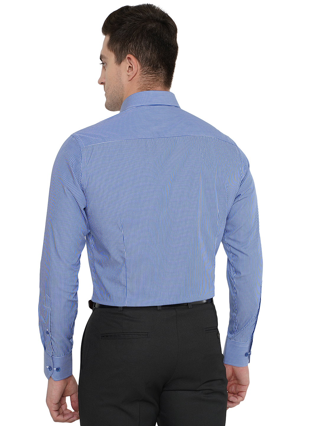 Royal Blue Solid Slim Fit Formal Shirt | Metal