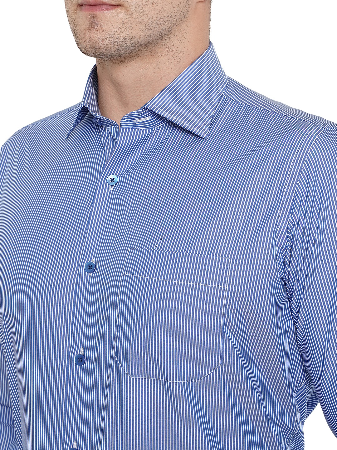 Royal Blue Solid Slim Fit Formal Shirt | Metal